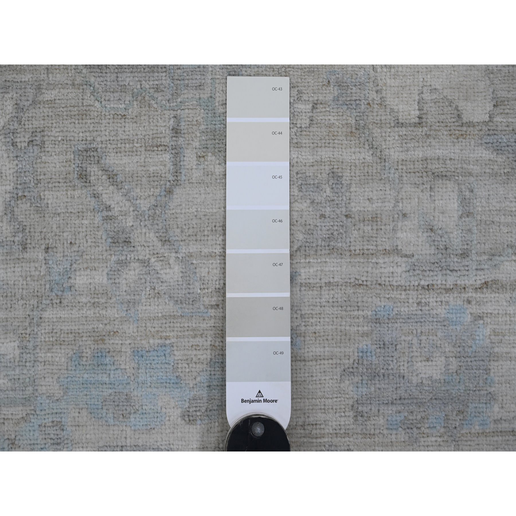 8'4"x9'9" Medium Gray, Peshawar with Heriz All Over Design, High Mountain Wool, Densely Woven, Hand Knotted, Natural Dyes, Oriental Rug HR20916 - Image 7