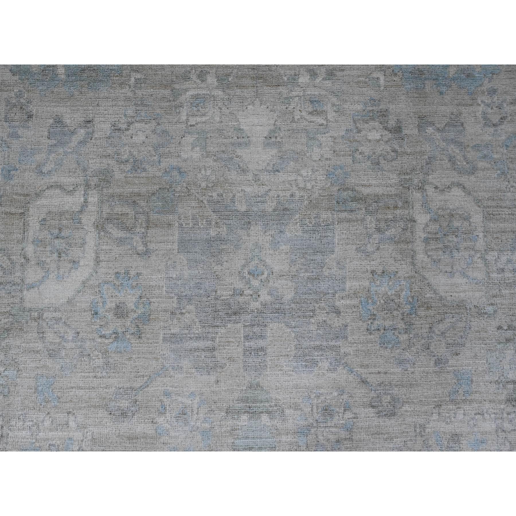 8'4"x9'9" Medium Gray, Peshawar with Heriz All Over Design, High Mountain Wool, Densely Woven, Hand Knotted, Natural Dyes, Oriental Rug HR20916 - Image 8