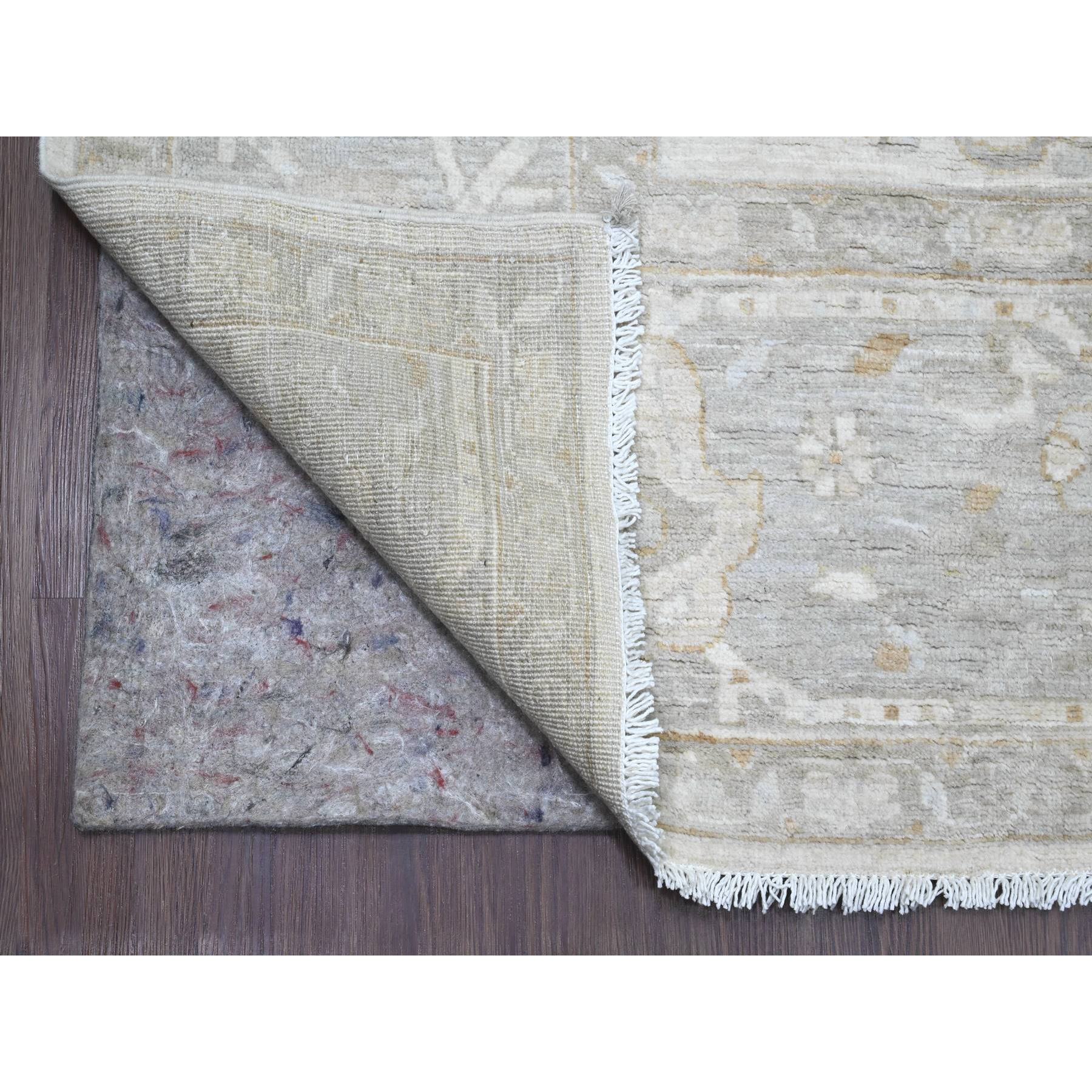 9'x11' Pearl White, Peshawar with Heriz All Over Design, Hand Knotted, Densely Woven, Aryana Collection, High Mountain Wool, Vegetable Dyes, Oriental Rug HR20918 - Image 4