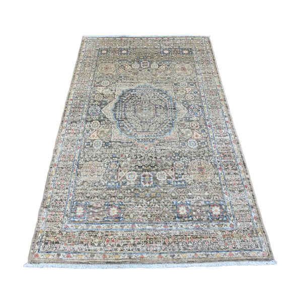 3'9"x6'7" Cedar Brown, Hand Knotted, 14th Century Mamluk Dynasty Pattern with Star Medallion Design, High Mountain Wool, Veggie Dyes, Oriental Rug HR20929