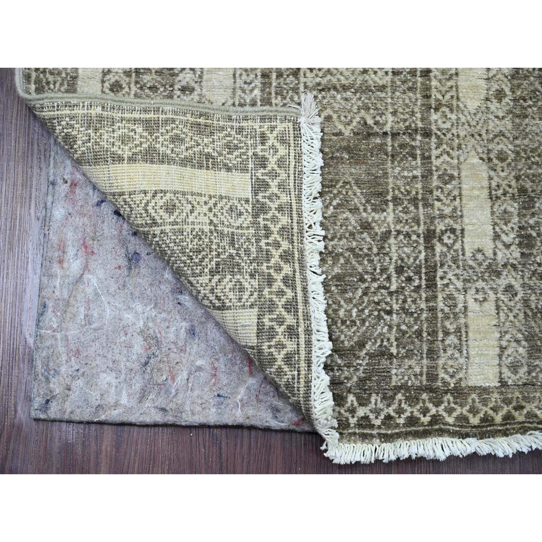 2'5"x11'6" Mocha Brown, Moroccan Berber Influence with Geometric Pattern, High Mountain Wool, Denser Weave, Hand Knotted, Runner, Oriental Rug HR20937 - Image 2