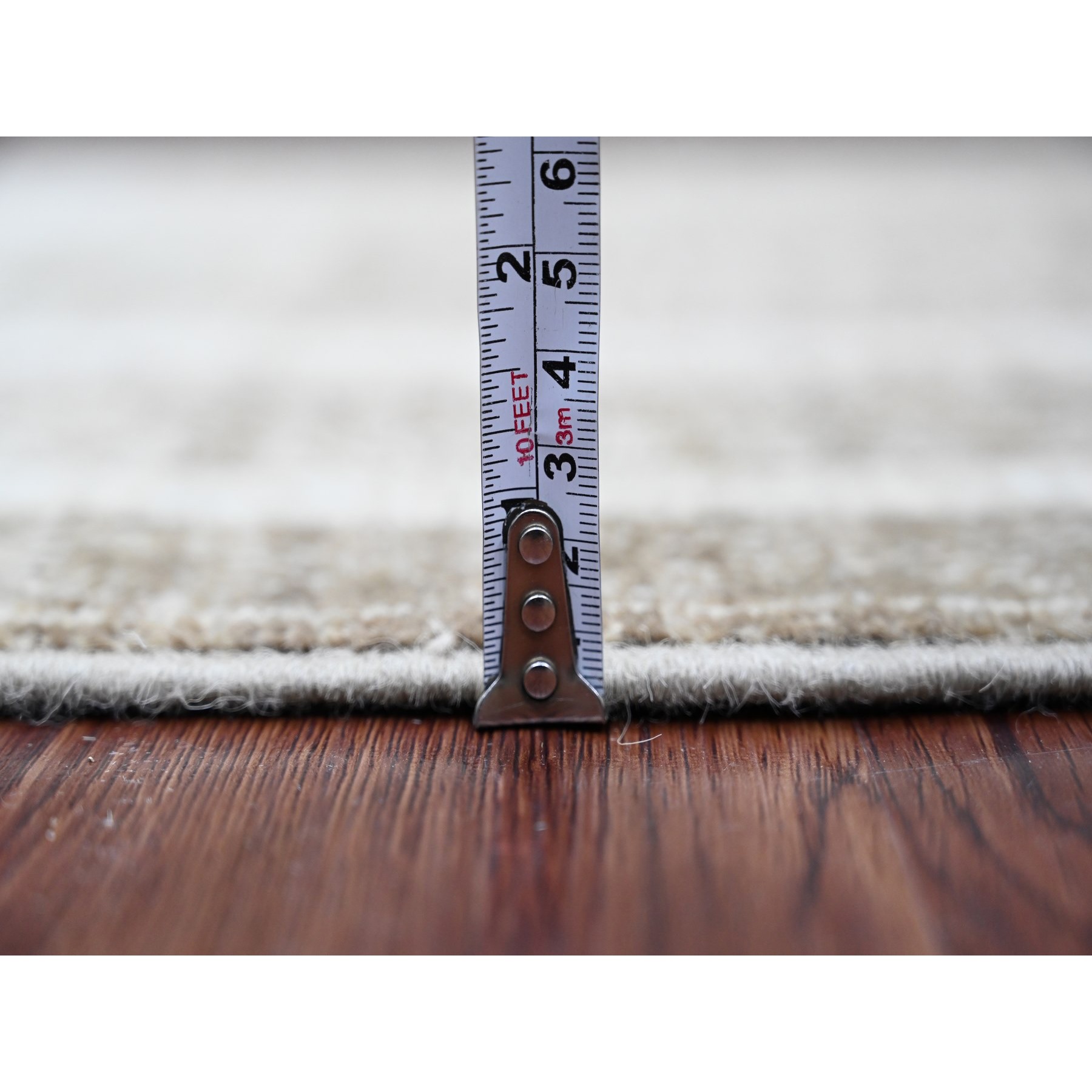 2'5"x11'6" Mocha Brown, Moroccan Berber Influence with Geometric Pattern, High Mountain Wool, Denser Weave, Hand Knotted, Runner, Oriental Rug HR20937 - Image 5