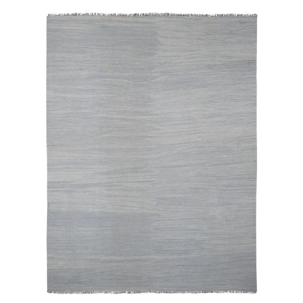 9'1"x12' Beau Blue, Flat Weave, Solid Design, Hand Woven, Afghan Kilim, Hand Spun Wool, Vegetable Dyes, Oriental Rug HR20951