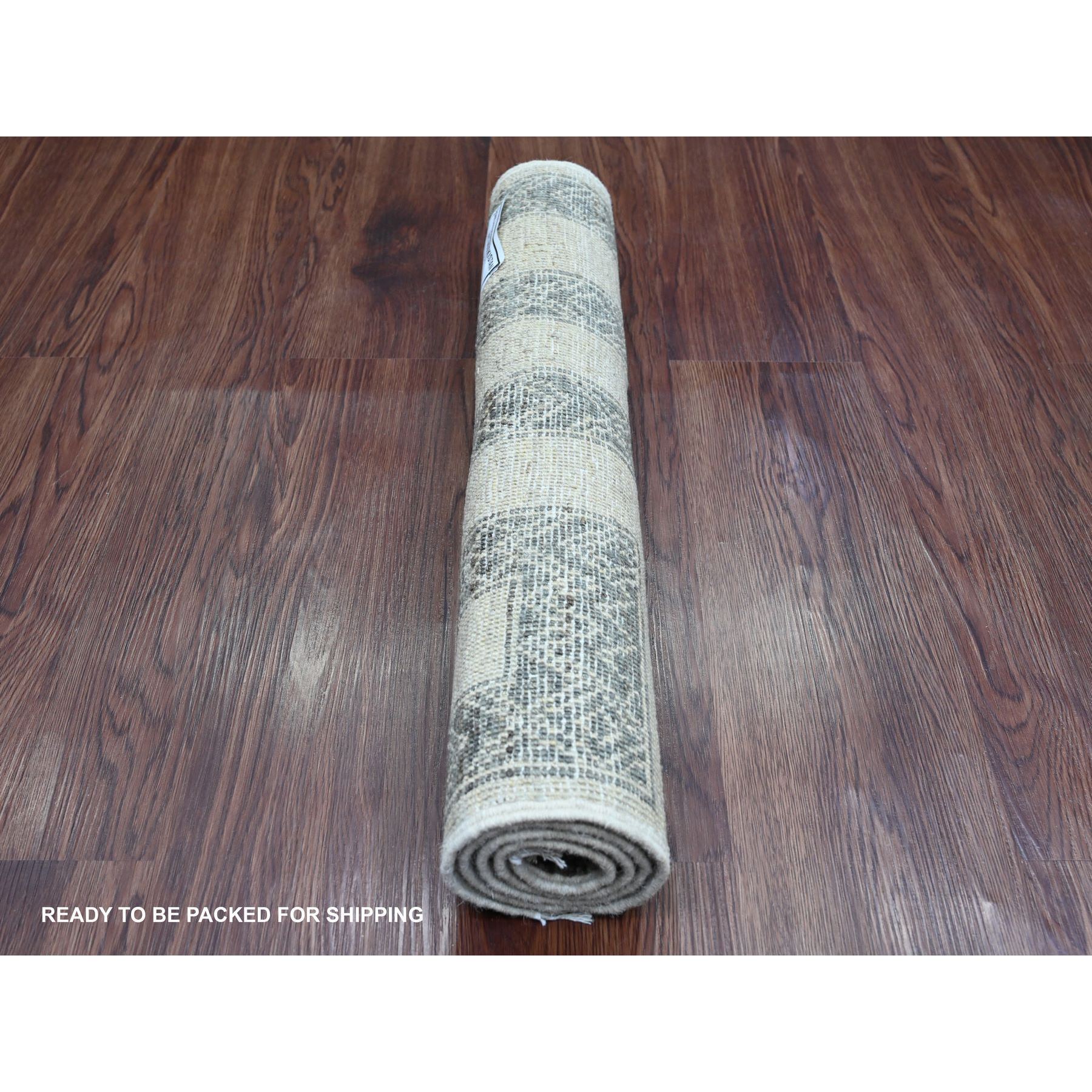 2'1"x3'1" Mocha Brown, Moroccan Berber Influence with Geometric Pattern, High Mountain Wool, Denser Weave, Hand Knotted, Sample, Mat, Oriental Rug HR20981 - Image 4