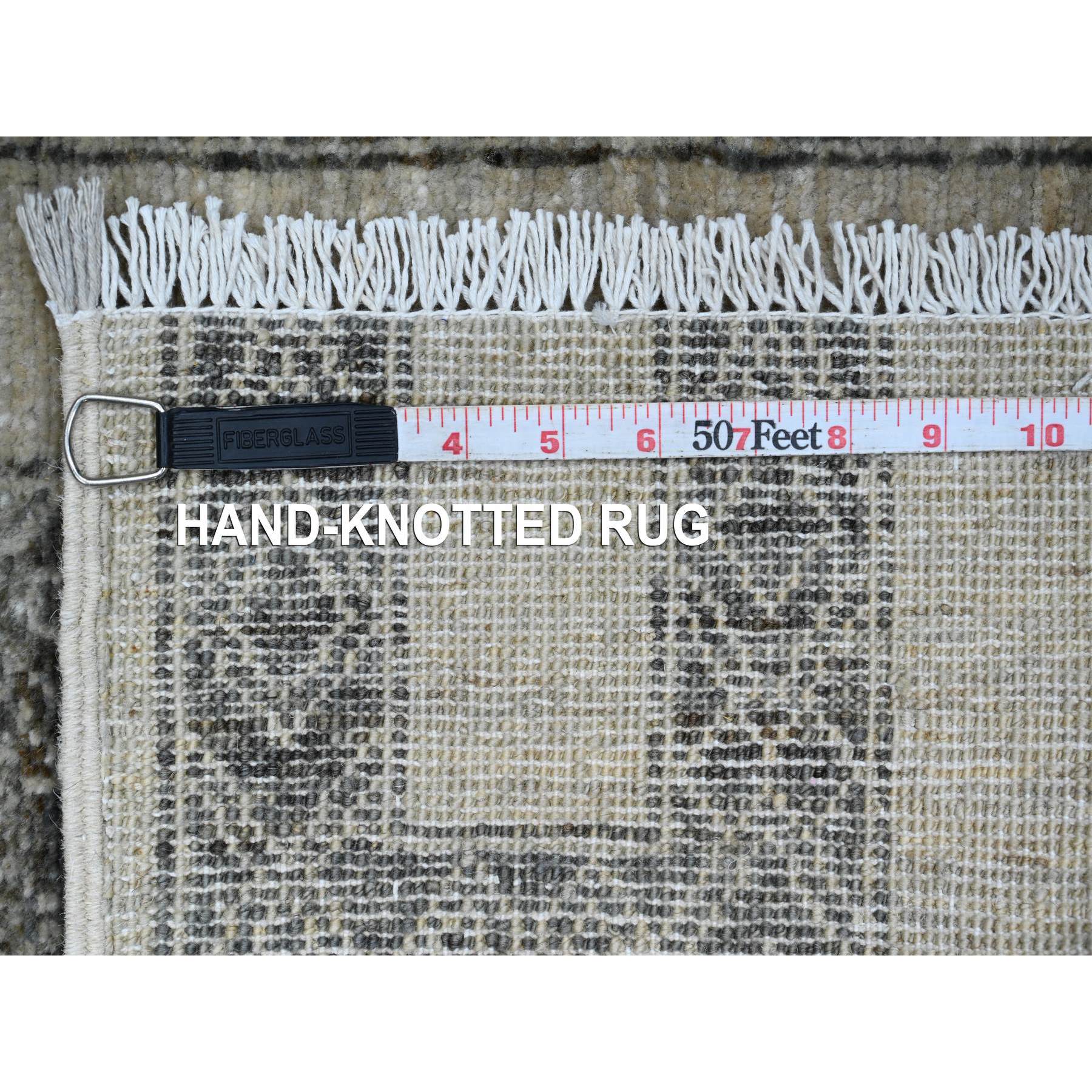 2'1"x3'1" Mocha Brown, Moroccan Berber Influence with Geometric Pattern, High Mountain Wool, Denser Weave, Hand Knotted, Sample, Mat, Oriental Rug HR20981 - Image 6
