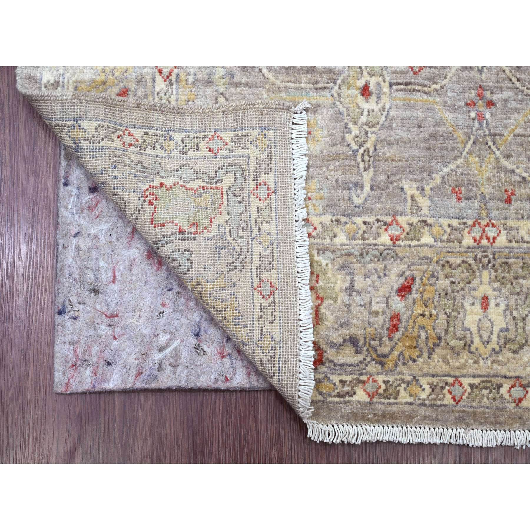 4'x19'3" Stone Gray, Peshawar with Bijar Garus Design, Hand Knotted, High Mountain Wool, Vegetable Dyes, Densely Woven, XL, Wide Runner, Oriental Rug HR20985 - Image 2