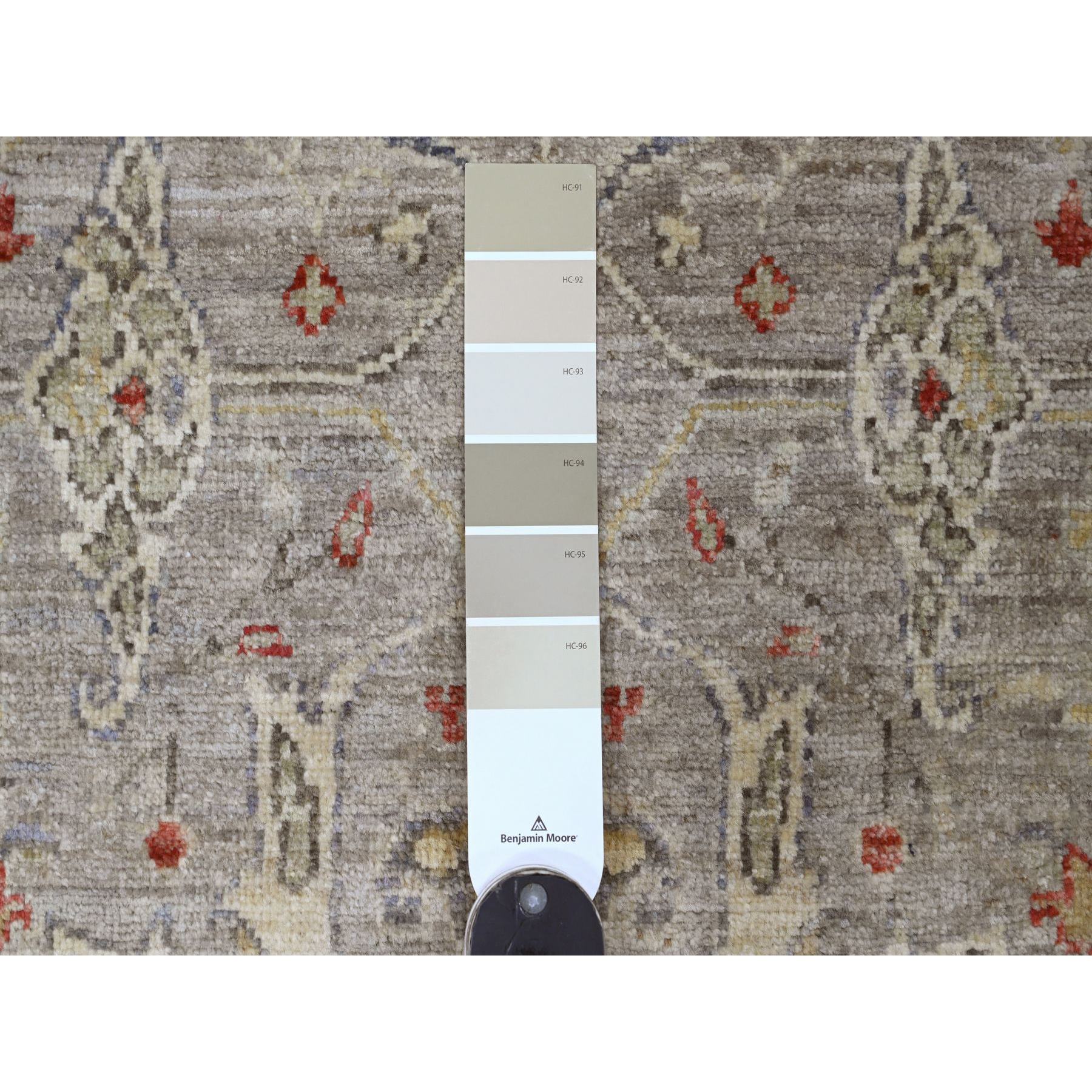 4'x19'3" Stone Gray, Peshawar with Bijar Garus Design, Hand Knotted, High Mountain Wool, Vegetable Dyes, Densely Woven, XL, Wide Runner, Oriental Rug HR20985 - Image 3