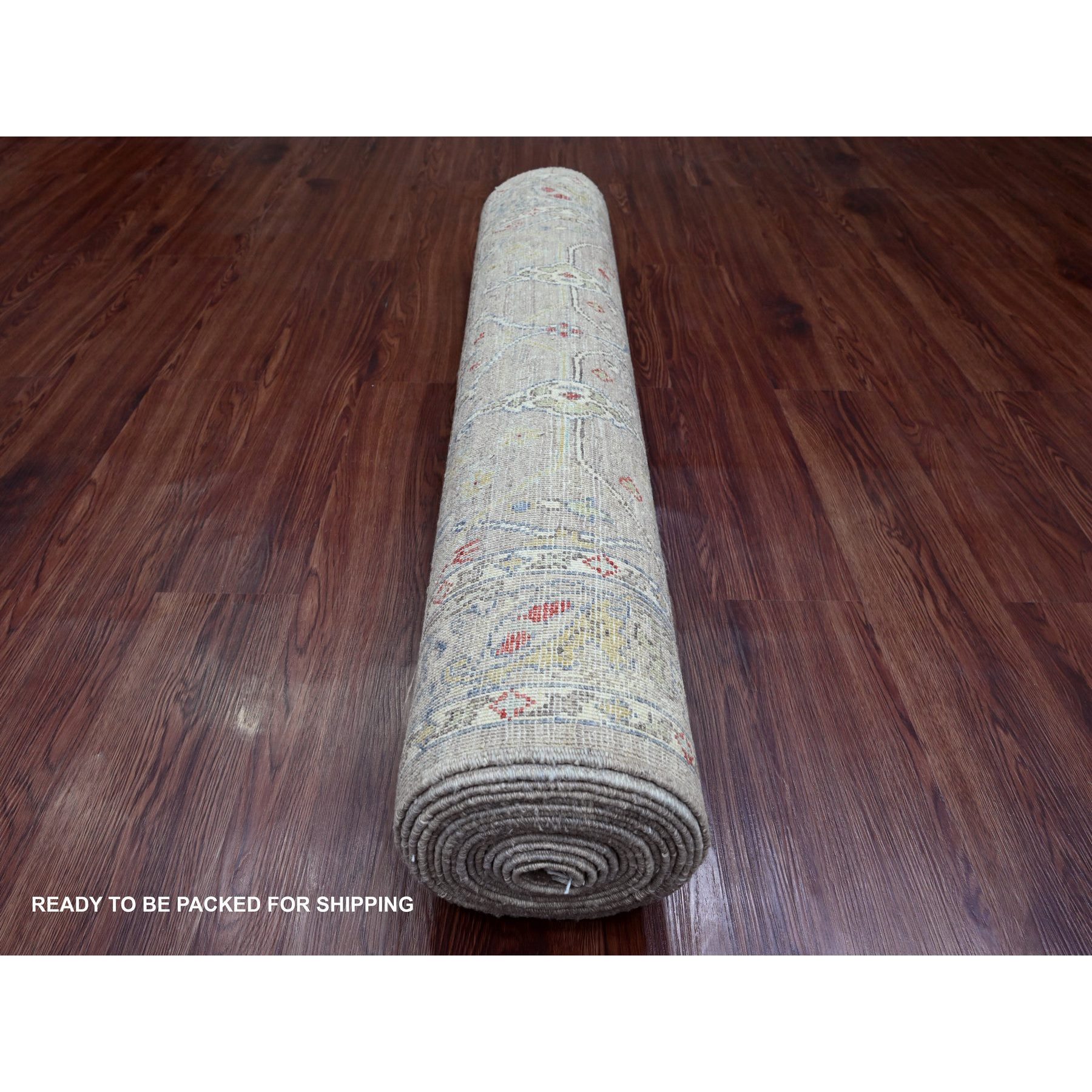 4'x19'3" Stone Gray, Peshawar with Bijar Garus Design, Hand Knotted, High Mountain Wool, Vegetable Dyes, Densely Woven, XL, Wide Runner, Oriental Rug HR20985 - Image 4