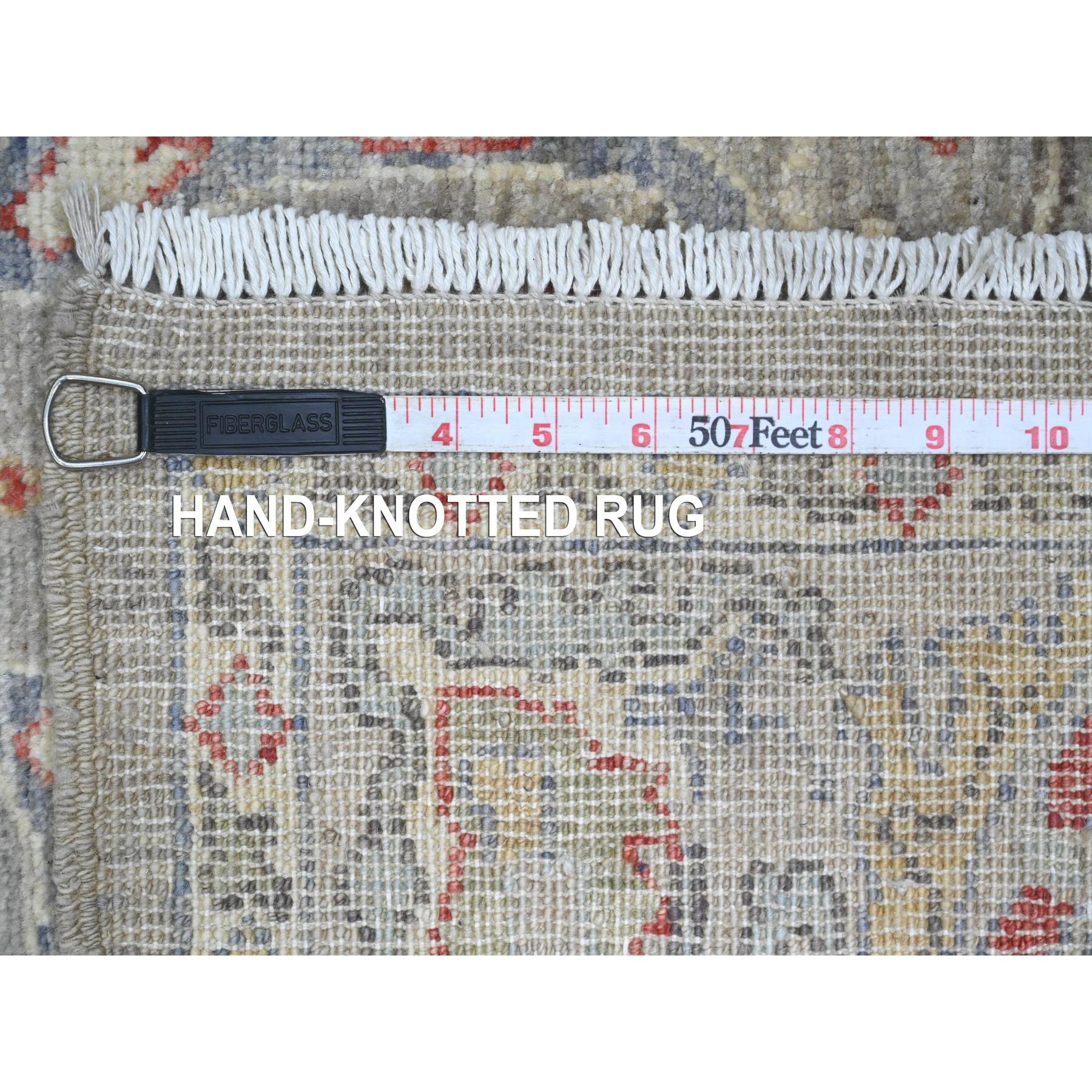 4'x19'3" Stone Gray, Peshawar with Bijar Garus Design, Hand Knotted, High Mountain Wool, Vegetable Dyes, Densely Woven, XL, Wide Runner, Oriental Rug HR20985 - Image 6