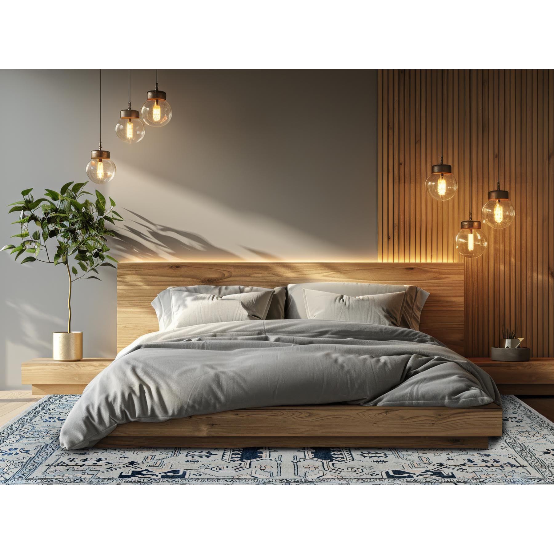 8'x9'9" Cloud Gray, Peshawar with Serapi Heriz Medallion Design, Hand Knotted, 100% Wool, Densely Woven, Oriental Rug HR321 - Image 2