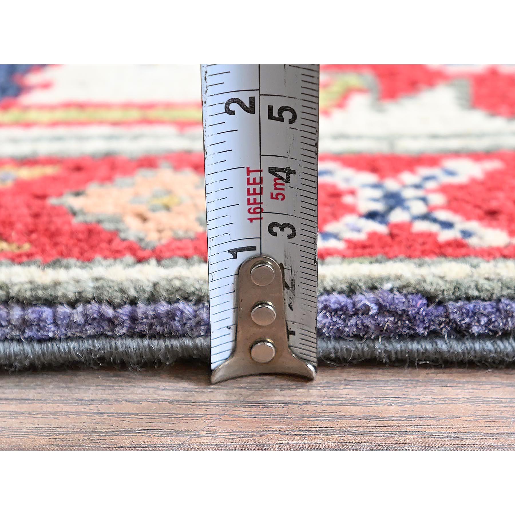 4'x6'1" Iris Purple, Kazak with Geometric Medallions Design, Hand Knotted, Soft and Shiny Wool, Vegetable Dyes, Denser Weave, Oriental Rug HR417 - Image 6