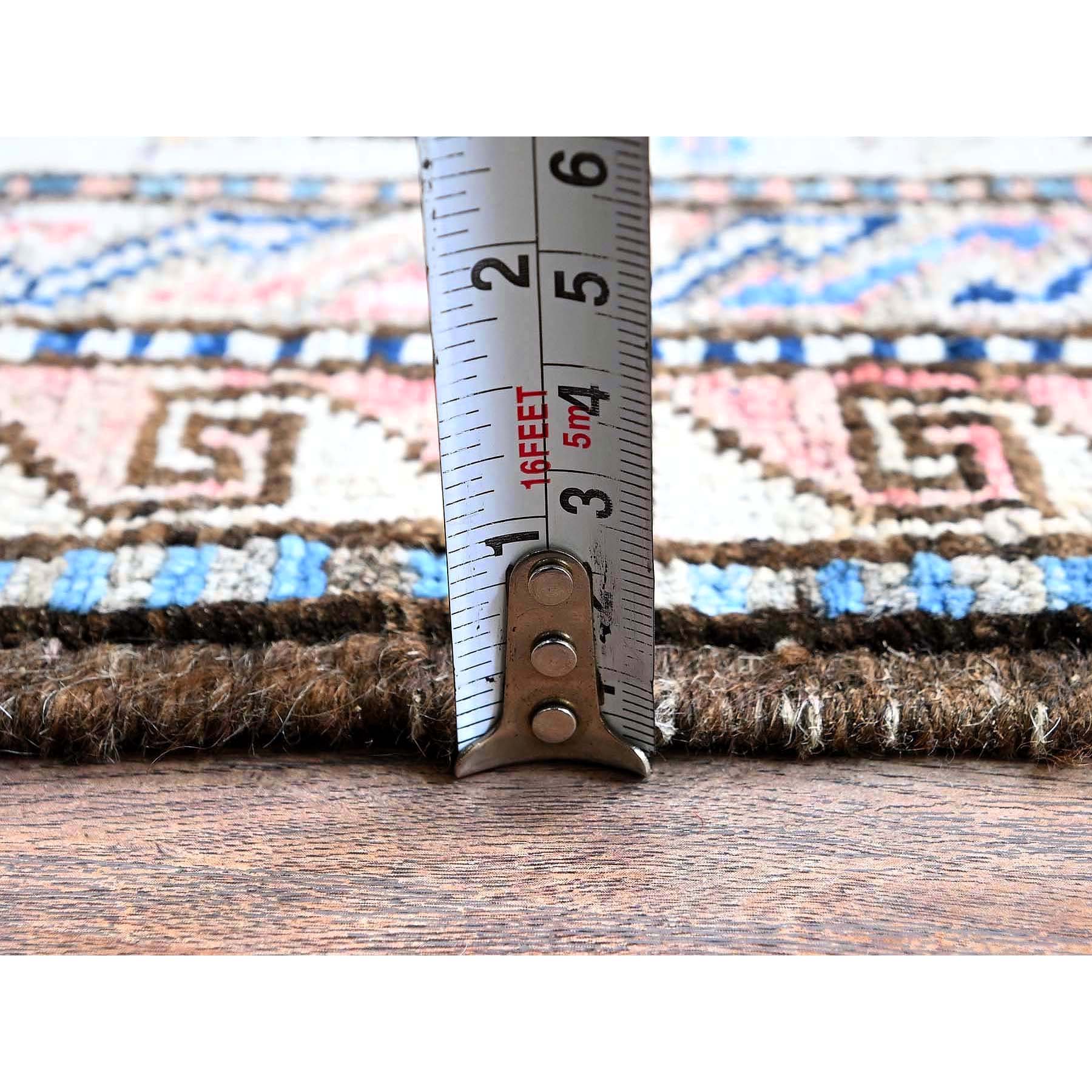 5'x6'3" Crepe Pink, Afghan Ersari with Turkish Knot, Caucasian Design Revival, Ancient Bird Figurines, Vegetable Dyes, Densely Woven, Hand Knotted, Soft Wool, Oriental Rug HR597 - Image 6