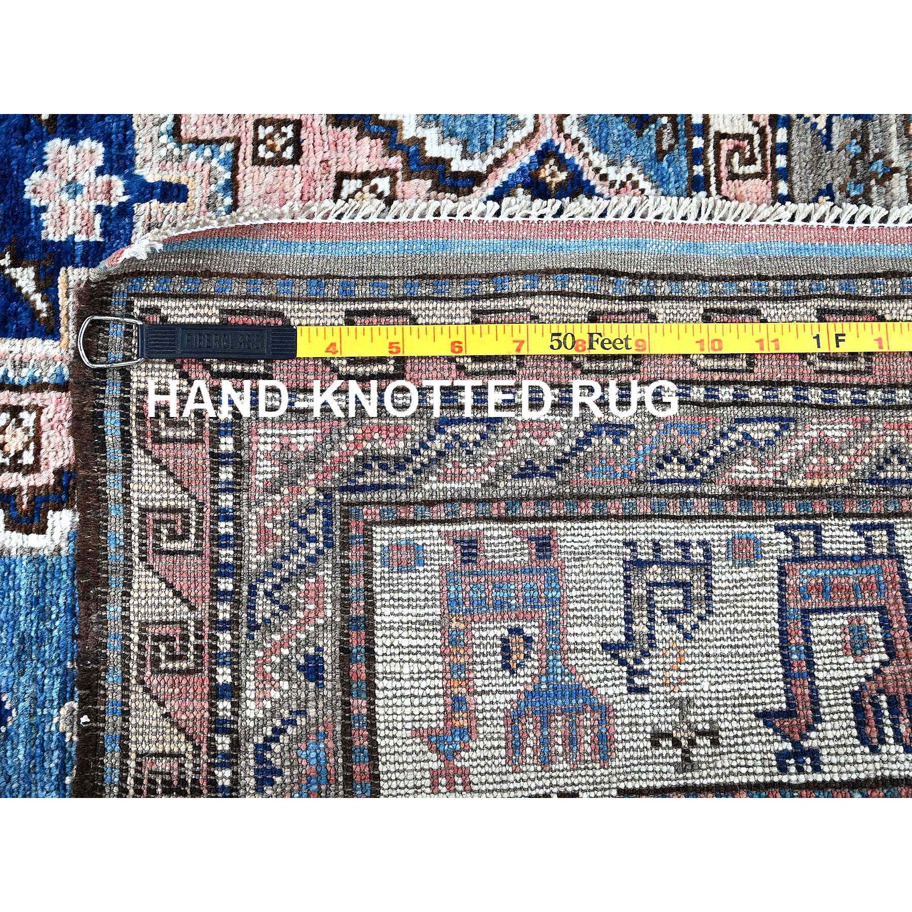 5'x6'3" Crepe Pink, Afghan Ersari with Turkish Knot, Caucasian Design Revival, Ancient Bird Figurines, Vegetable Dyes, Densely Woven, Hand Knotted, Soft Wool, Oriental Rug HR597 - Image 7