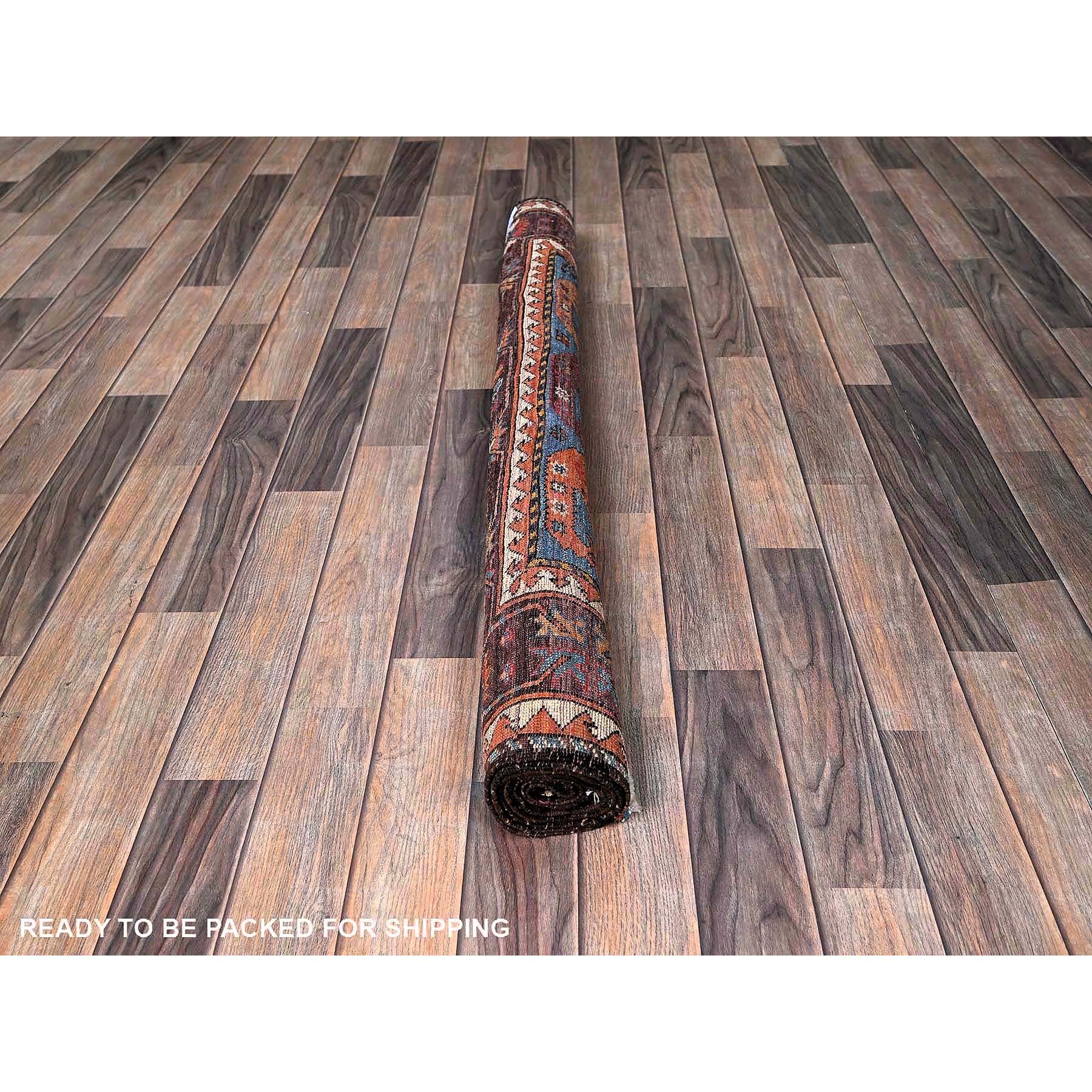 4'5"x5'10" Bayern Blue, Afghan Ersari with Turkish Knot, Caucasian Design Revival, Vegetable Dyes, Densely Woven, Hand Knotted, Soft 100% Wool, Oriental Rug HR605 - Image 5