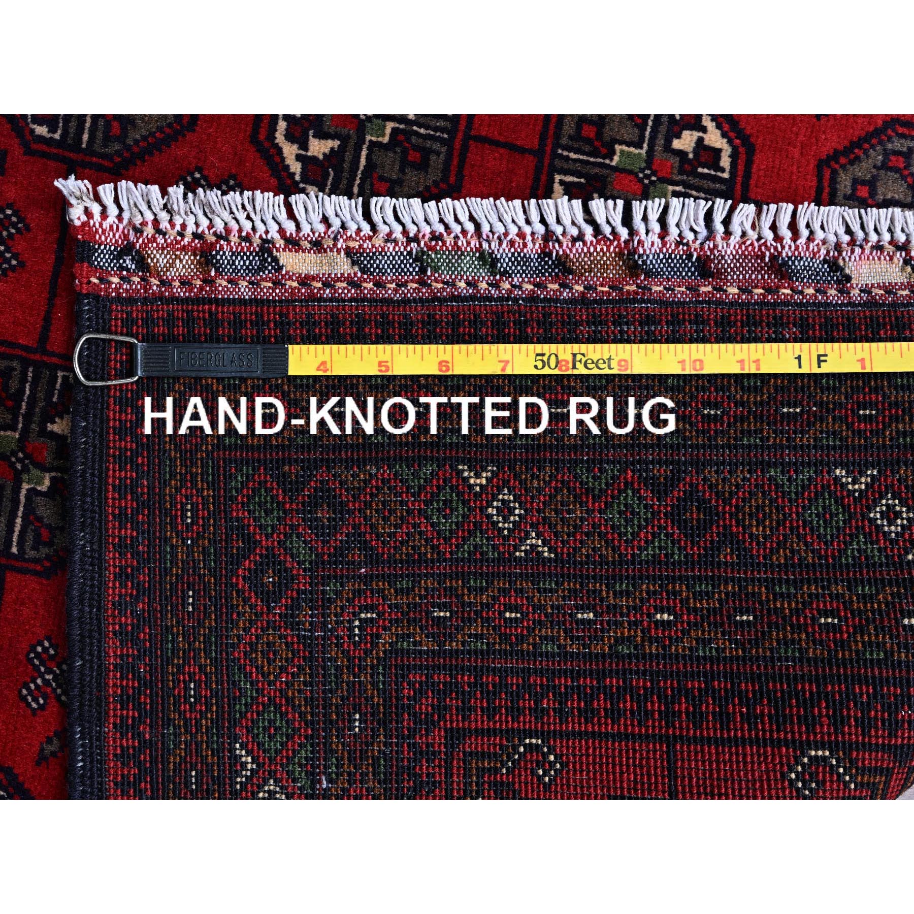 2'9"x4'4" Berry Red, Princess Bokara with Geometric Medallions Design, 100% Wool, Veggie Dyes, Hand Knotted, Mat, Sample, Oriental Rug HR711 - Image 7