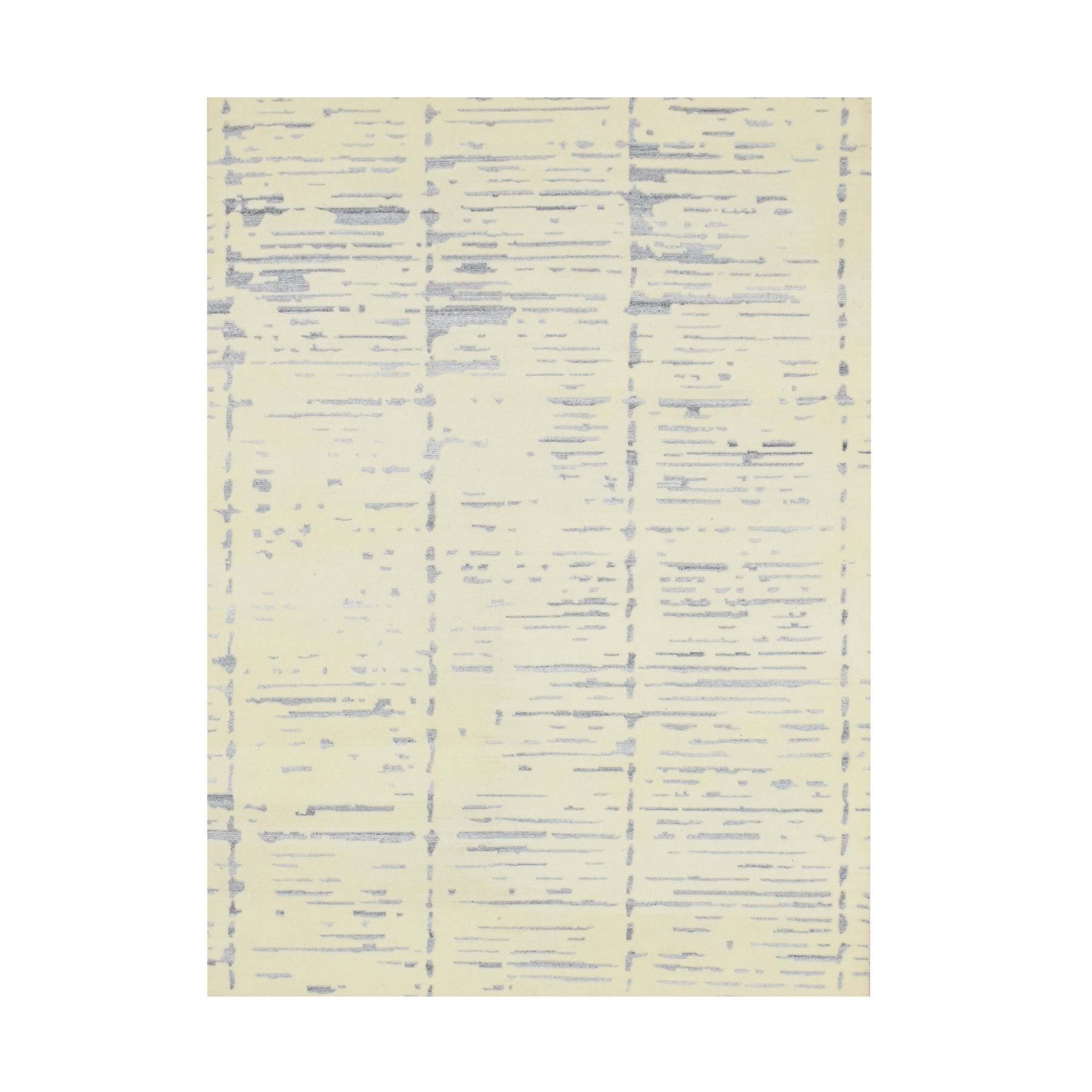 5'x7' Linen White, Modern Design with Textured Weave, Tone on Tone, Hand Knotted, Wool & Silk, Oriental Rug HR75646