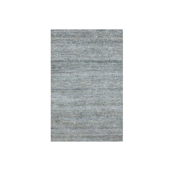 3'10"x6'1" Spanish Gray, Plain Design, Hand Knotted, Soft to the Touch, Pure Silk, Oriental Rug HR75654