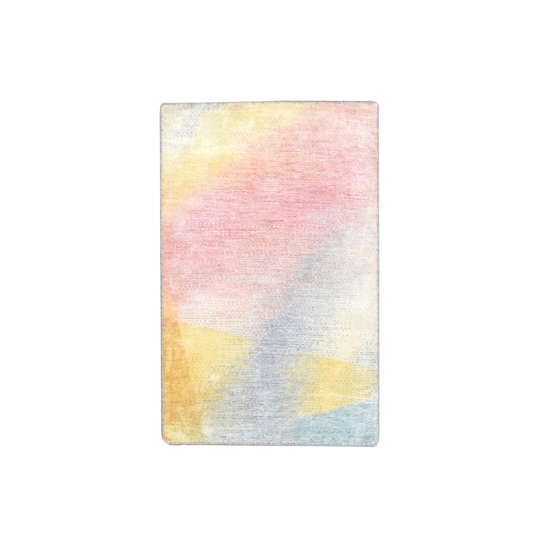 2'x3'1" Pink with Pastel Colors, Modern Design, Wool and Silk, Hand Knotted, Sample, Mat, Oriental Rug HR75665