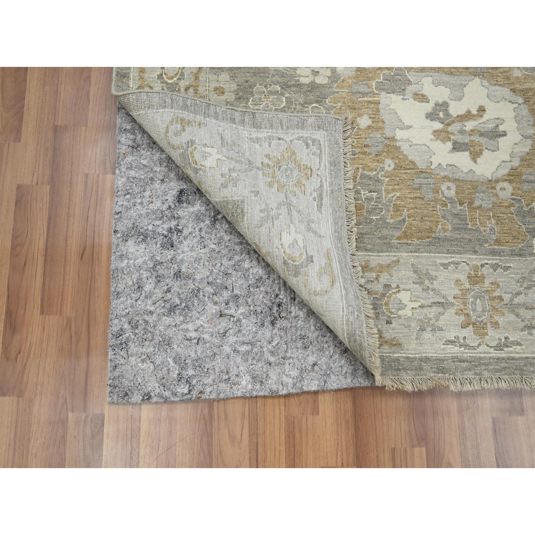 9'x11'10" Carbon Gray, Dense Weave, Hand Knotted, Ziegler Mahal Large Flowers Design, Tone on Tone, Zero Pile, 100% Wool, Oriental Rug HR76164 - Image 4