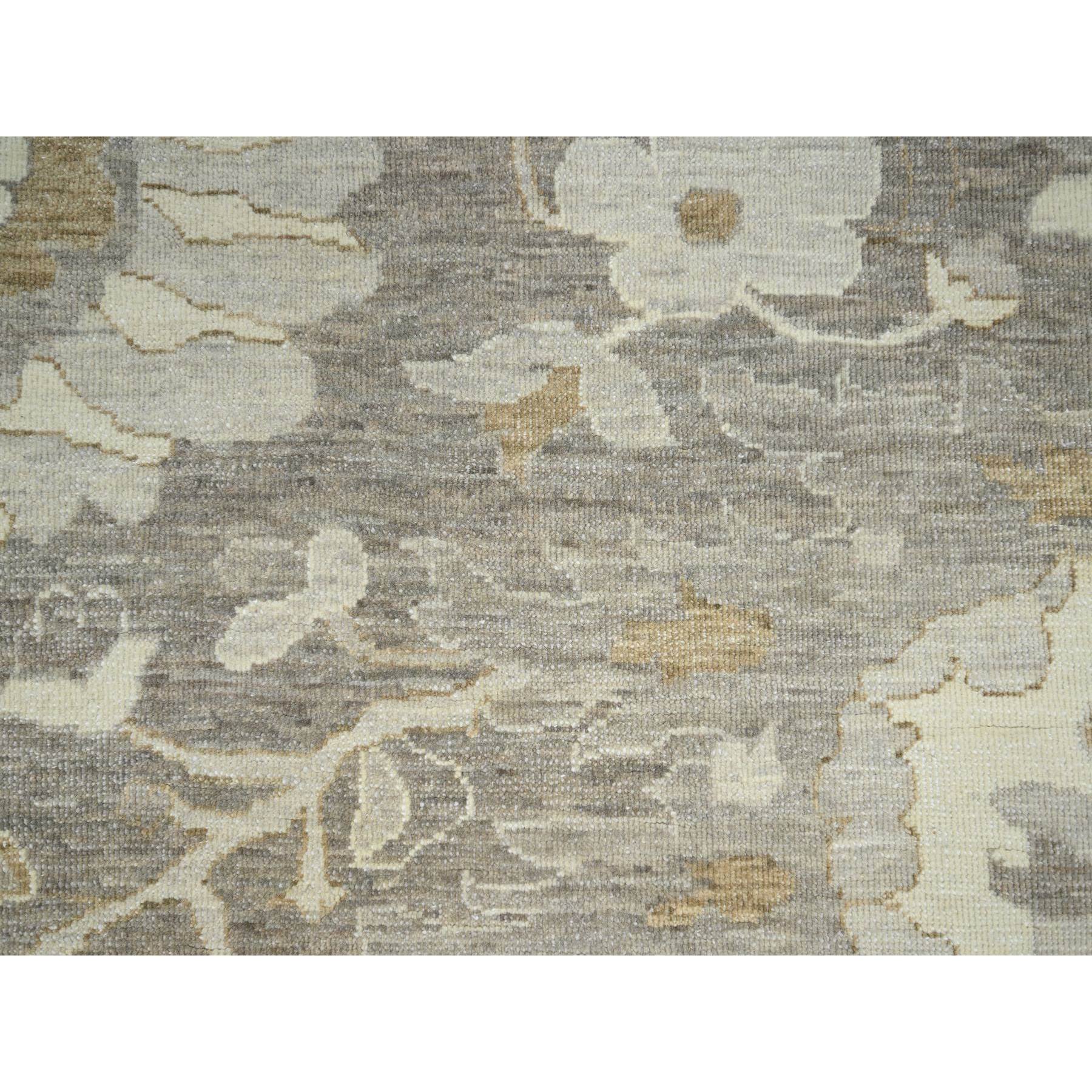 9'x11'10" Carbon Gray, Dense Weave, Hand Knotted, Ziegler Mahal Large Flowers Design, Tone on Tone, Zero Pile, 100% Wool, Oriental Rug HR76164 - Image 8