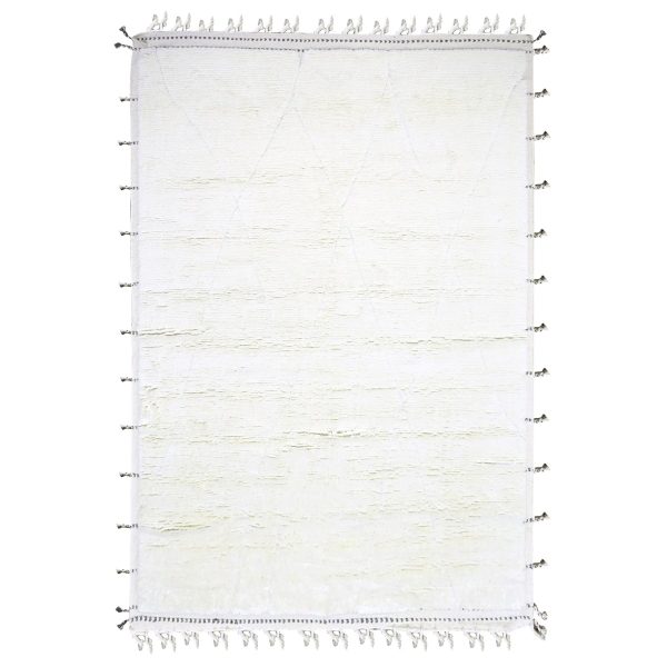 9'1"x12'3" Pristine White, Moroccan Weave with Criss Cross Design, Shabby Chic, Natural Undyed Wool, Hand Knotted, Oriental Rug HR76219