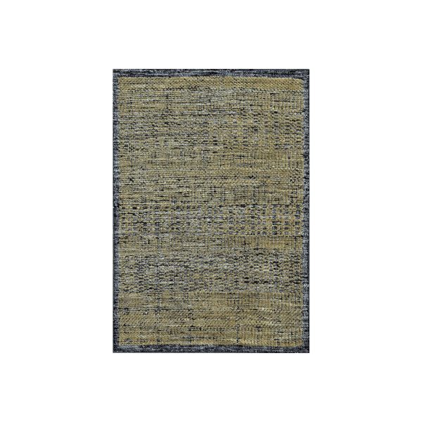 2'x3' Charcoal Black with Tawny Brown, Oxidized and Distressed Grass Design with Exposed Warps, 100% Wool, Hand Knotted, Mat, Sample, Oriental Rug HR76262