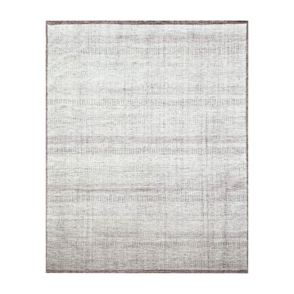 8'x10' Garnet Red with Daisy White, Oxidized and Distressed Grass Design with Exposed Warps, 100% Wool, Hand Knotted, Oriental Rug HR76299