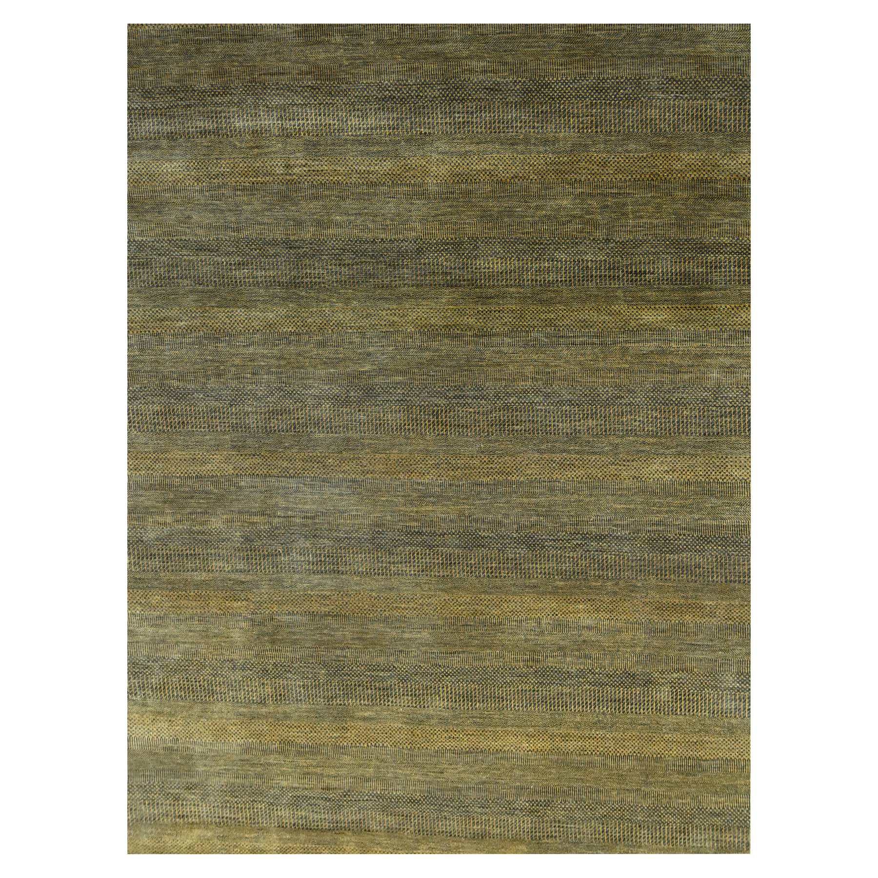 9'2"x12'6" Bone Brown, Modern Grass Design, Hand Knotted, Borderless, Denser Weave, Tone on Tone, Wool and Silk, Lush and Plush, Oriental Rug HR76323