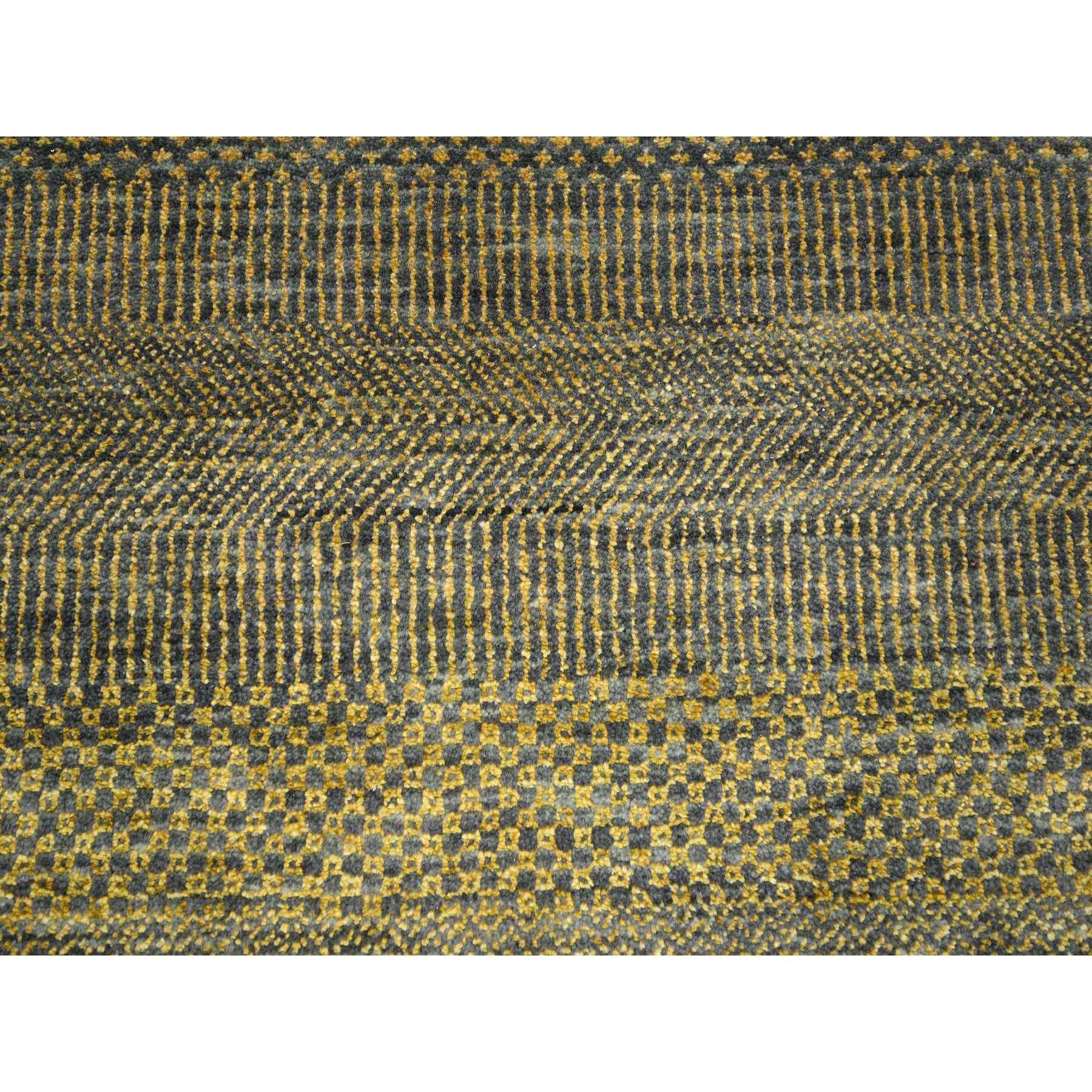 9'2"x12'6" Bone Brown, Modern Grass Design, Hand Knotted, Borderless, Denser Weave, Tone on Tone, Wool and Silk, Lush and Plush, Oriental Rug HR76323 - Image 8