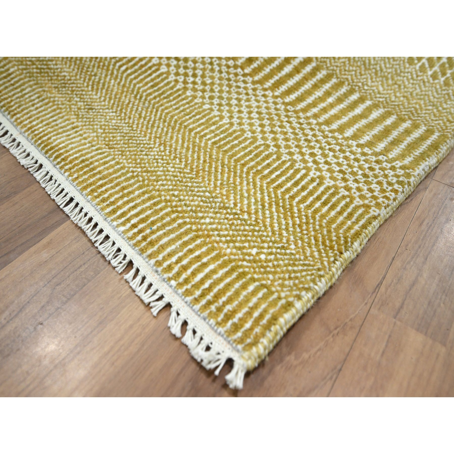 9'x12'3" Cumin Brown, Modern Grass Design, Hand Knotted, Borderless, Tone on Tone, Denser Weave, Wool and Silk, Lush and Plush, Oriental Rug HR76327 - Image 6