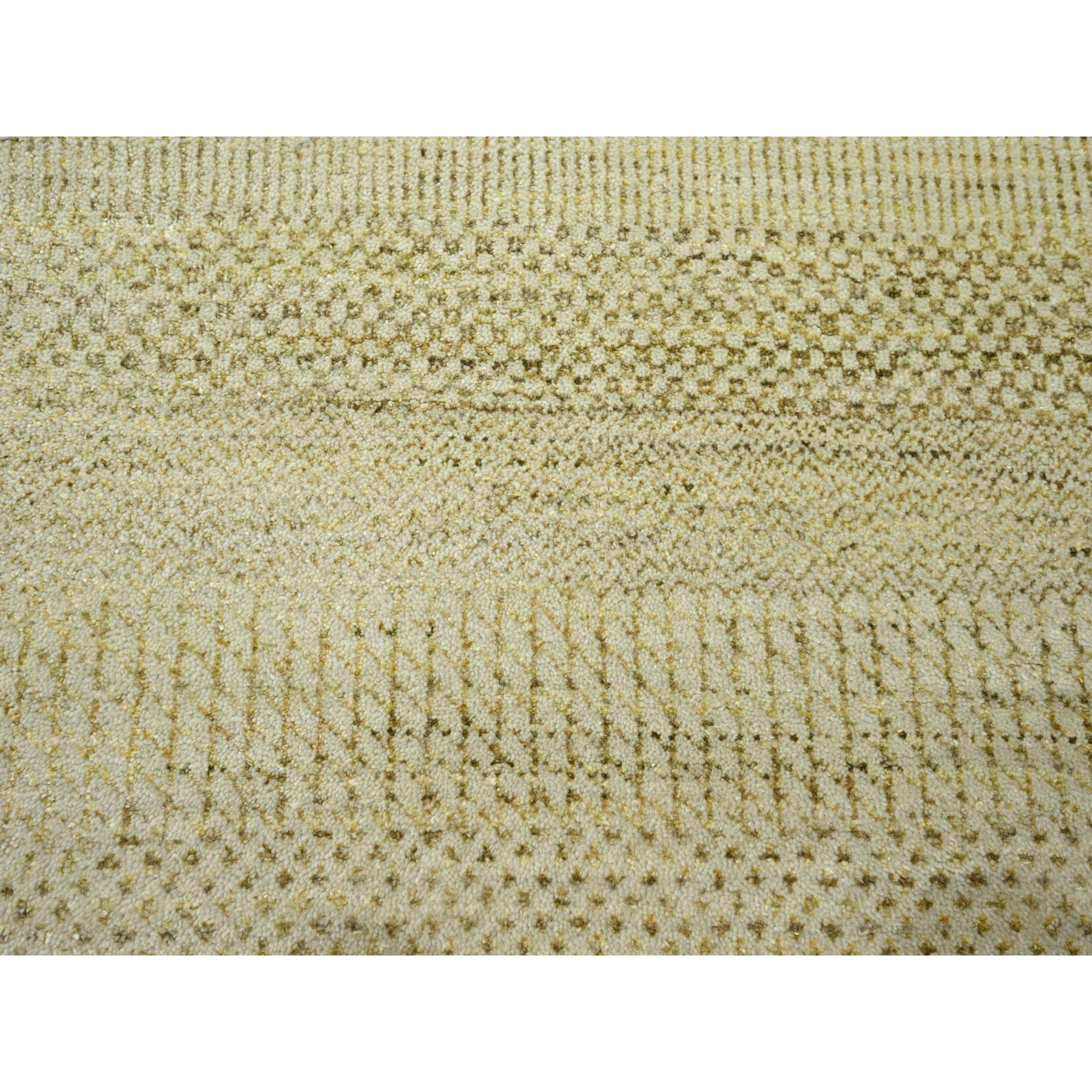 9'1"x12'3" Ecru Brown, Modern Grass Design, Hand Knotted, Borderless, Tone on Tone, Wool and Silk, Denser Weave, Lush and Plush, Oriental Rug HR76341 - Image 8