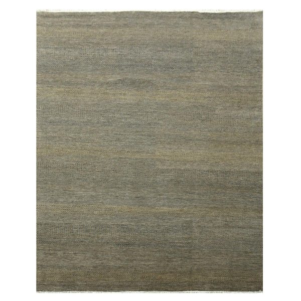 7'10"x10' Honey Brown, Modern Grass Design, Hand Knotted, Tone on Tone, Wool and Silk, Denser Weave, Lush and Plush, Borderless, Oriental Rug HR76347
