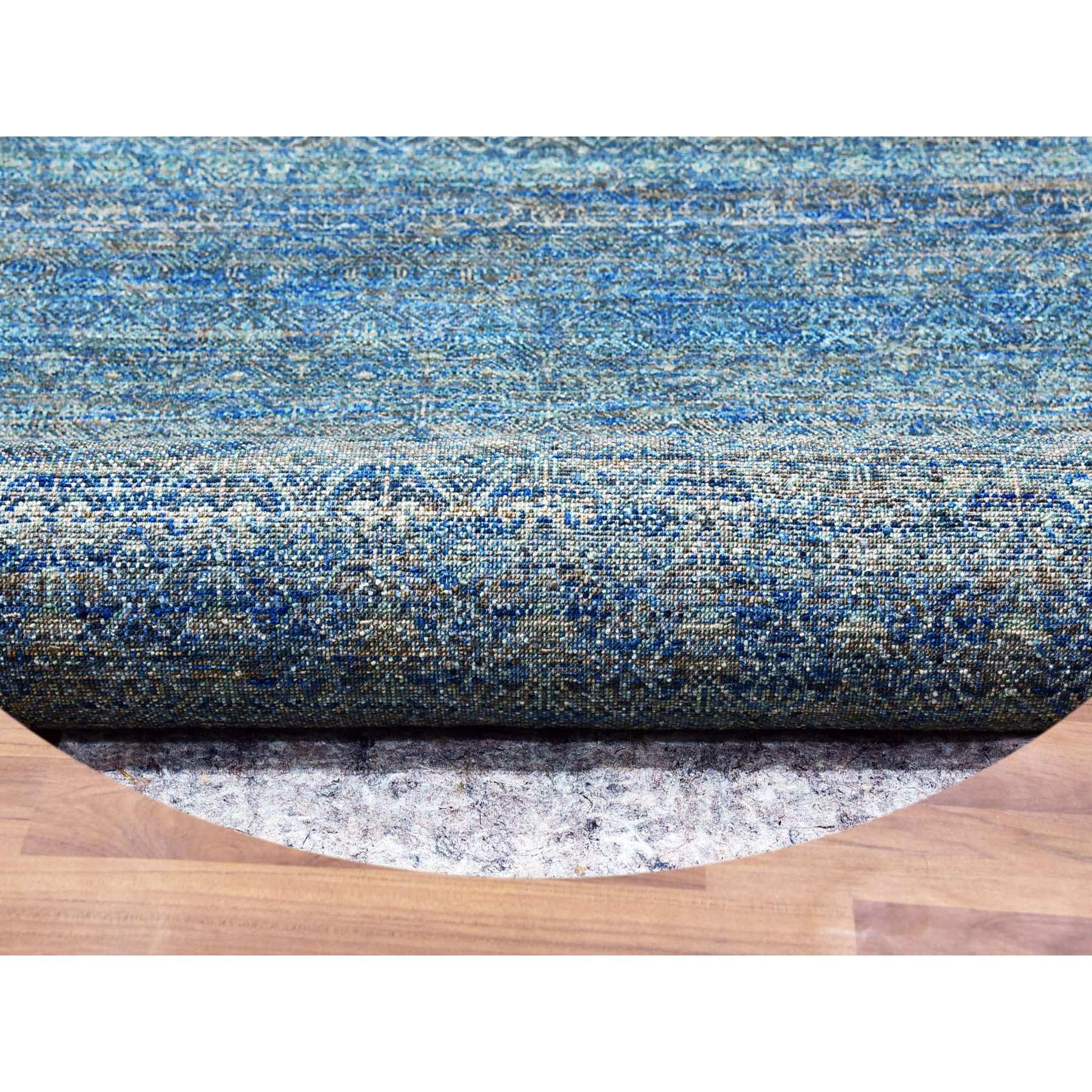 10'x10' Arabian Forest Green, Borderless Diamond Shape Repetitive Design, Tone on Tone, Hand Knotted, Herat Pattern, Round Oriental Rug HR79790 - Image 4