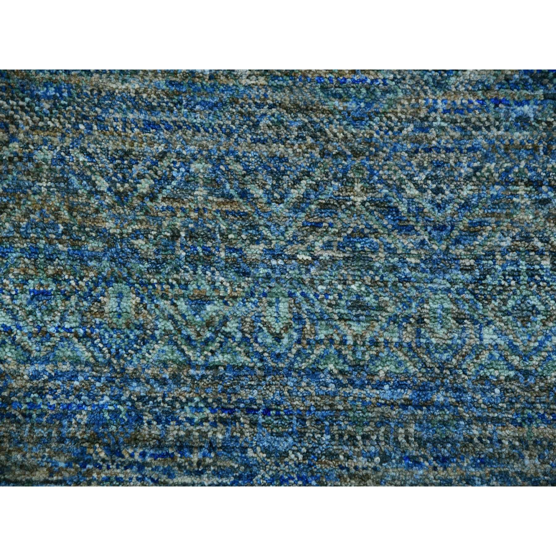 10'x10' Arabian Forest Green, Borderless Diamond Shape Repetitive Design, Tone on Tone, Hand Knotted, Herat Pattern, Round Oriental Rug HR79790 - Image 8