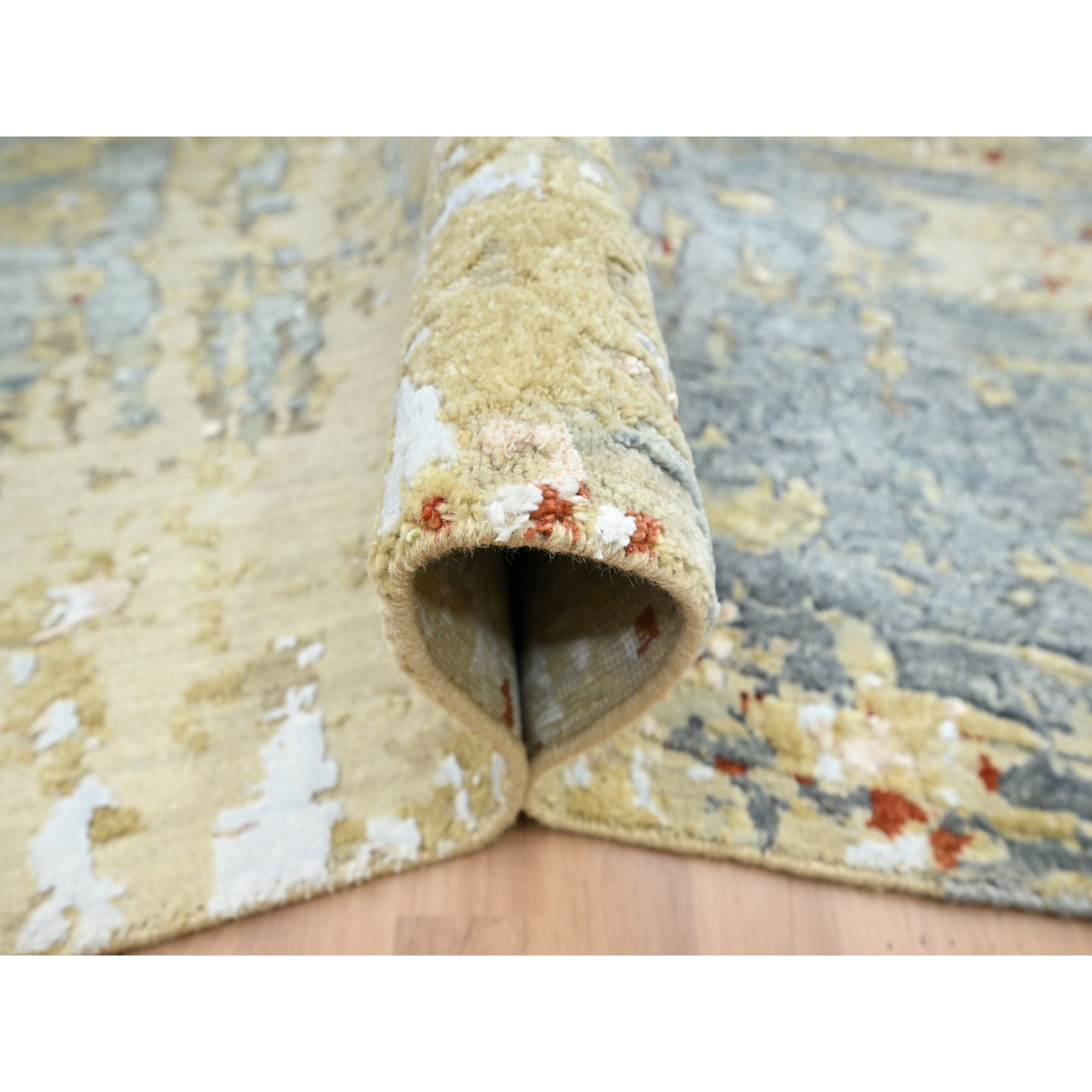 8'x10'3" Laurel Green, Persian Knot, Abstract with Galaxy Design, 100% Wool, Hand Knotted, Densely Woven, Oriental Rug HR83131 - Image 5