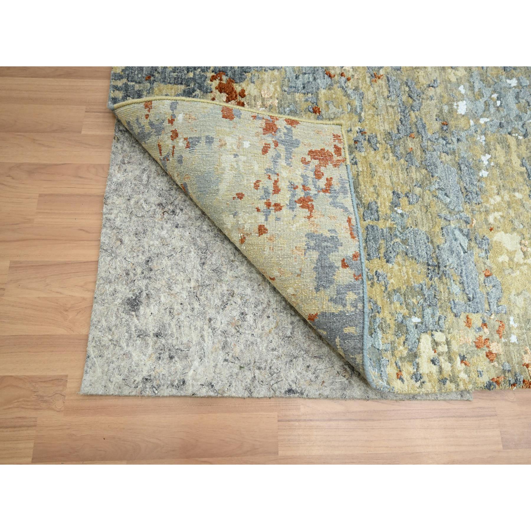 9'x12'8" Stone Blue with Beige, Persian Knot, Densely Woven, Abstract with Galaxy Design, 100% Wool, Hand Knotted, Oriental Rug HR83141 - Image 4