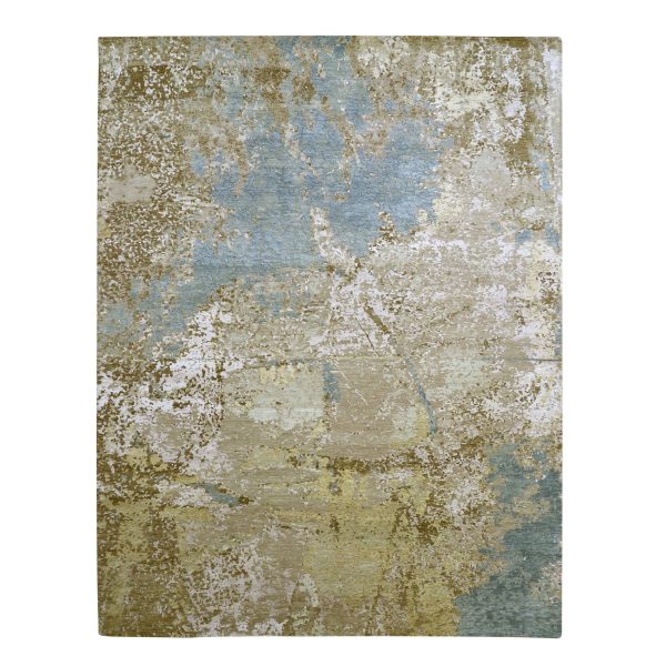 9'x11'10" Shades of Brown with Gray, Persian Knot, Abstract with Galaxy Design, 100% Wool, Hand Knotted, Densely Woven, Oriental Rug HR83144