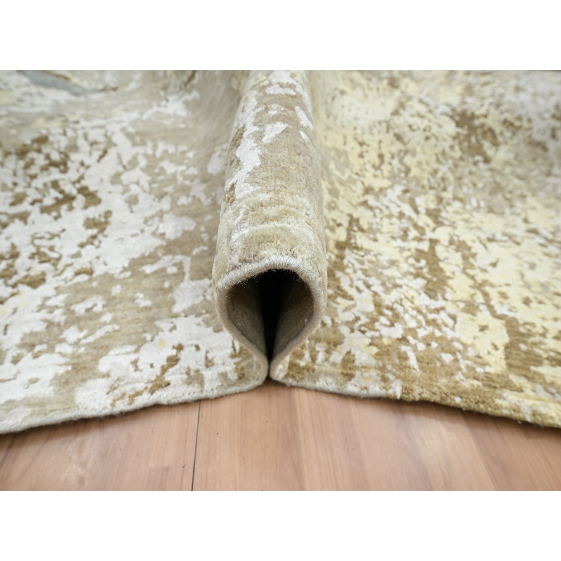 9'x11'10" Shades of Brown with Gray, Persian Knot, Abstract with Galaxy Design, 100% Wool, Hand Knotted, Densely Woven, Oriental Rug HR83144 - Image 5