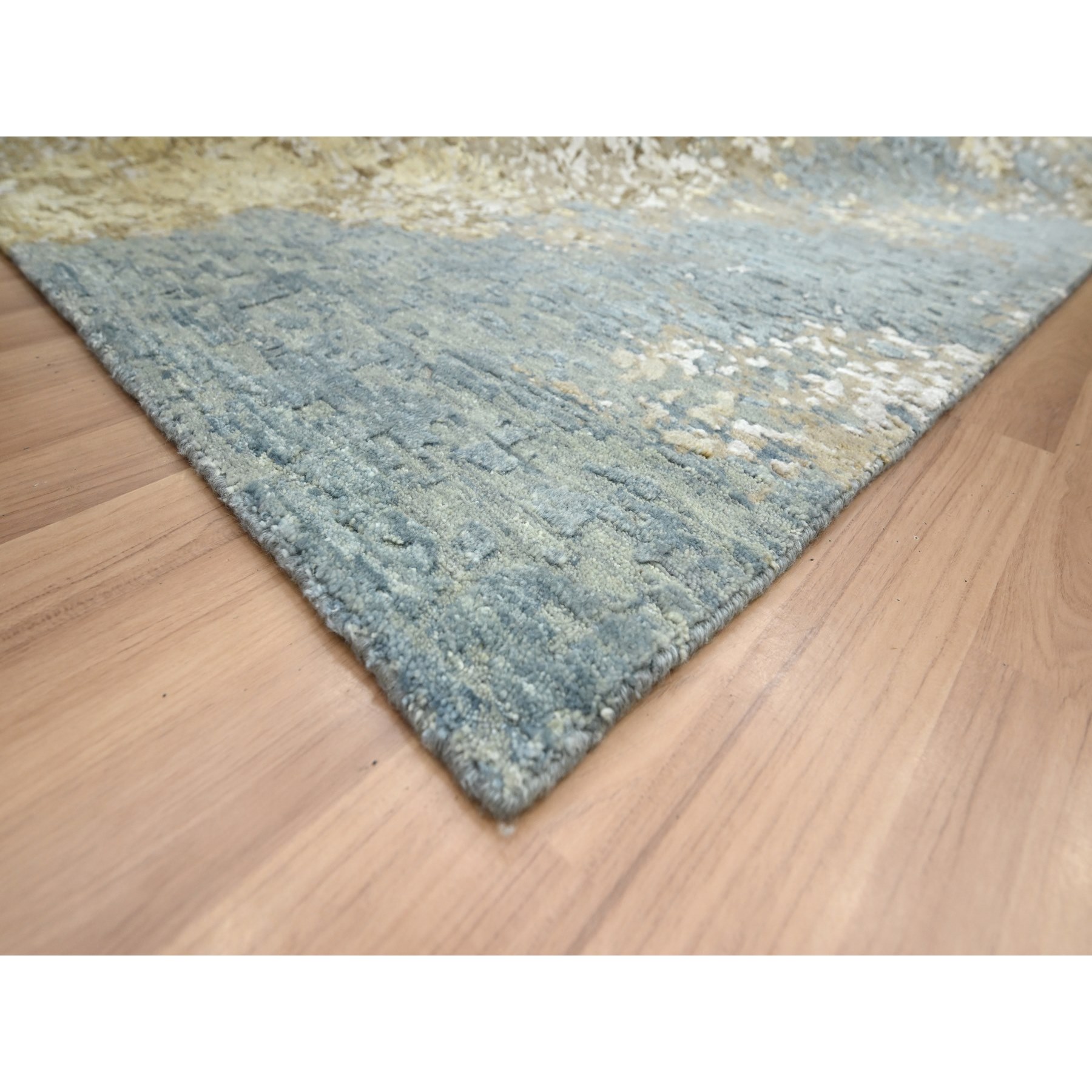 9'x11'10" Shades of Brown with Gray, Persian Knot, Abstract with Galaxy Design, 100% Wool, Hand Knotted, Densely Woven, Oriental Rug HR83144 - Image 6