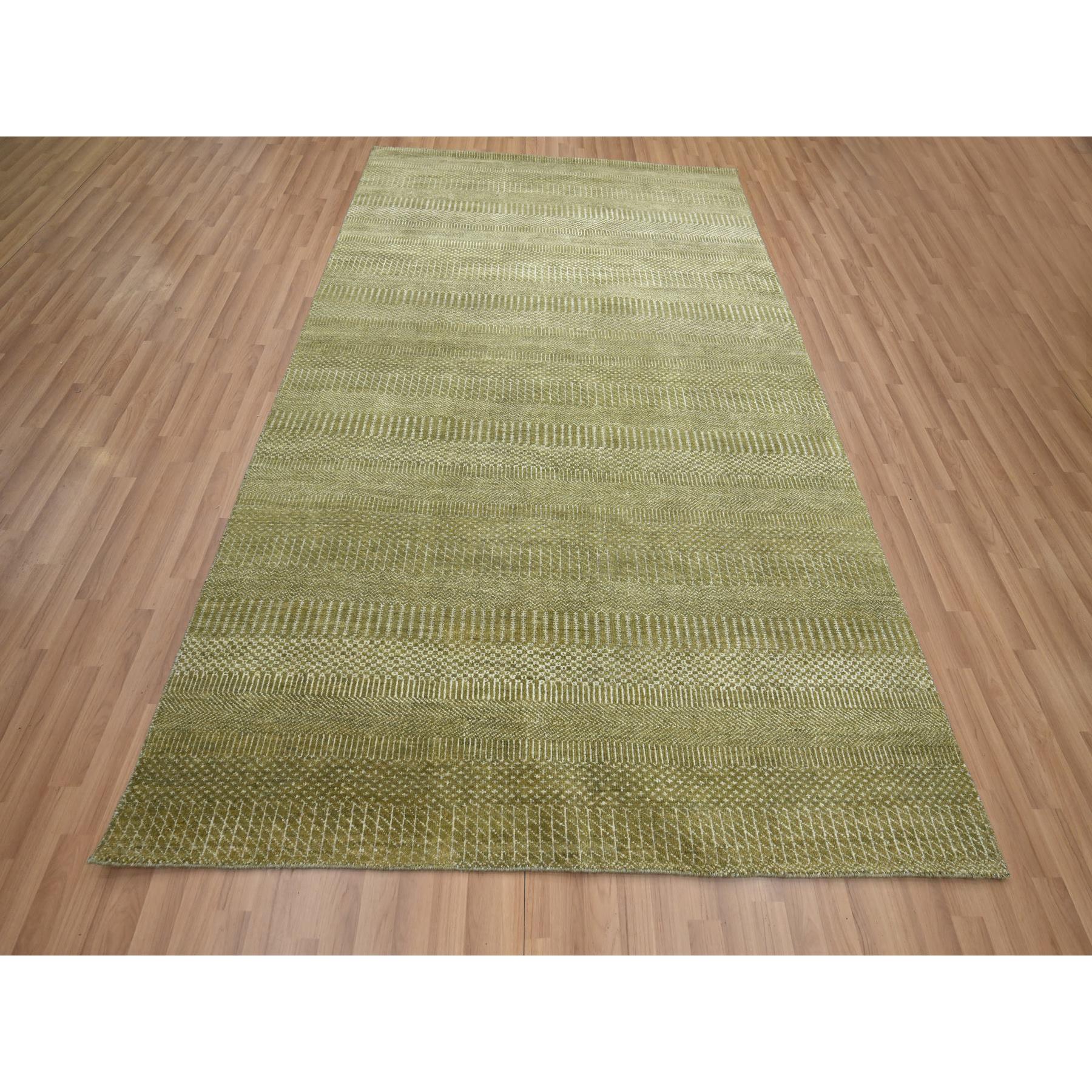6'x8'9" Shades of Brown, Lush and Plush, Modern Grass Design, Hand Knotted, Wool and Silk, Denser Weave, Oriental Rug HR83215 - Image 2