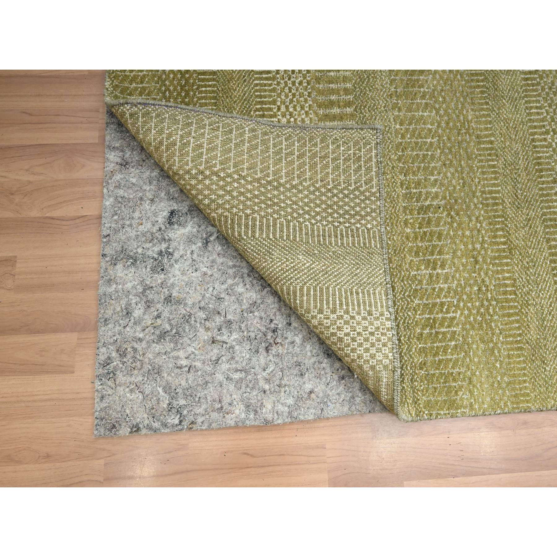6'x8'9" Shades of Brown, Lush and Plush, Modern Grass Design, Hand Knotted, Wool and Silk, Denser Weave, Oriental Rug HR83215 - Image 4