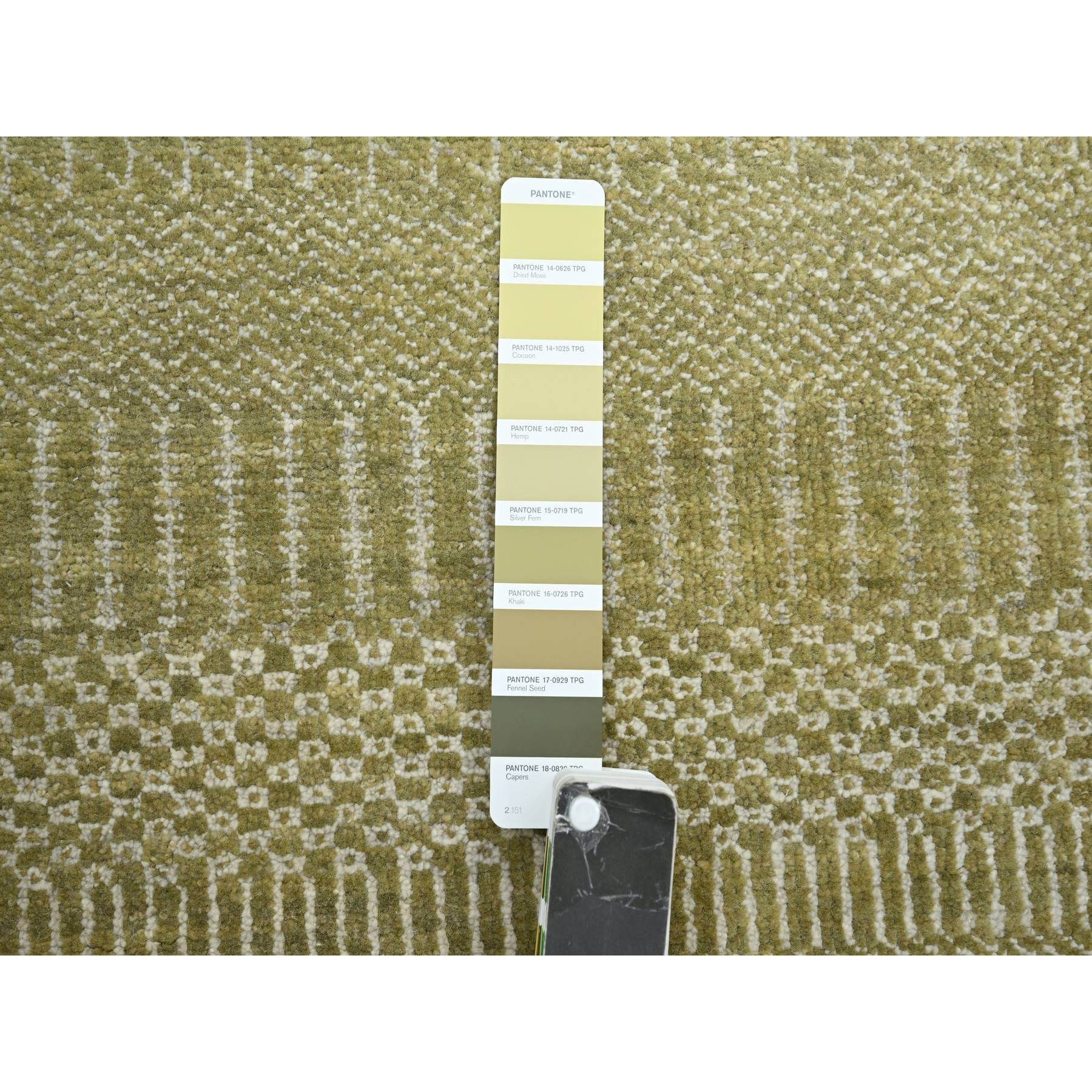6'x8'9" Shades of Brown, Lush and Plush, Modern Grass Design, Hand Knotted, Wool and Silk, Denser Weave, Oriental Rug HR83215 - Image 7