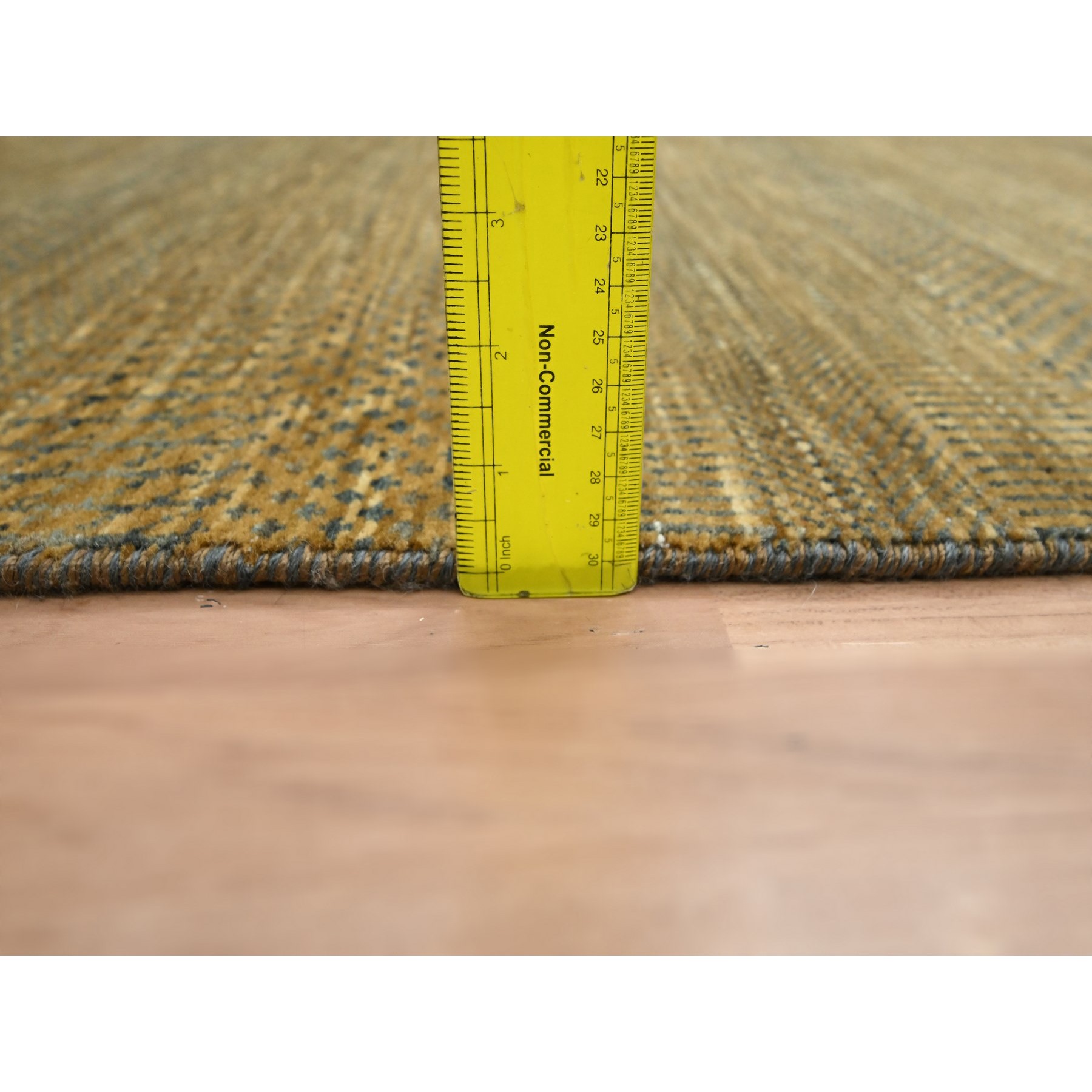 2'8"x8' Walnut Brown, Modern Grass Design, Hand Knotted, Denser Weave, Wool and Silk, Soft Pile, Runner, Oriental Rug HR83230 - Image 6