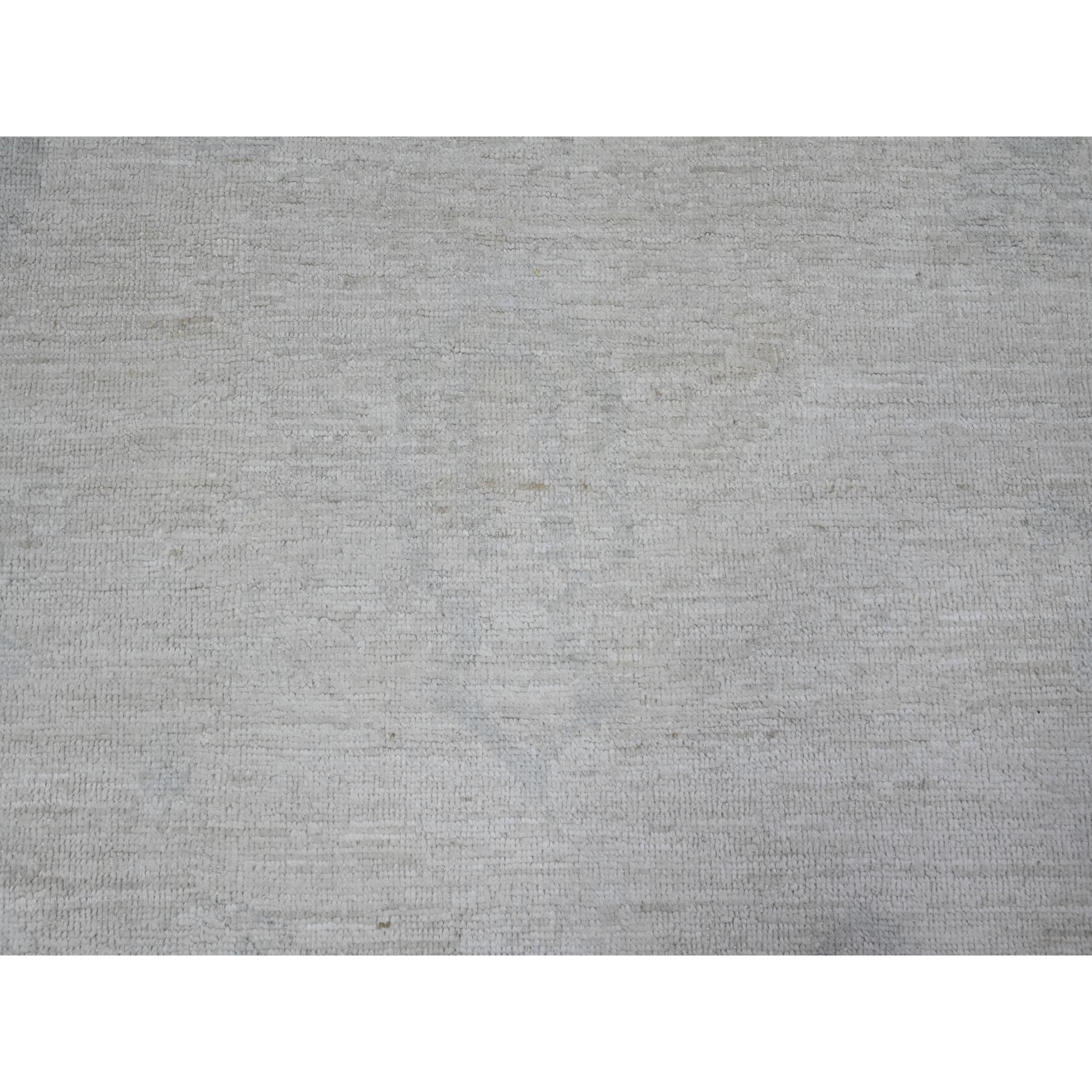 8'10"x11'4" Winter White, Soft Wool Foundation, Hand Knotted, Village Medallions All Over Design, Vegetable Dyes, Afghan Angora Oushak, Oriental Rug HR89645 - Image 8