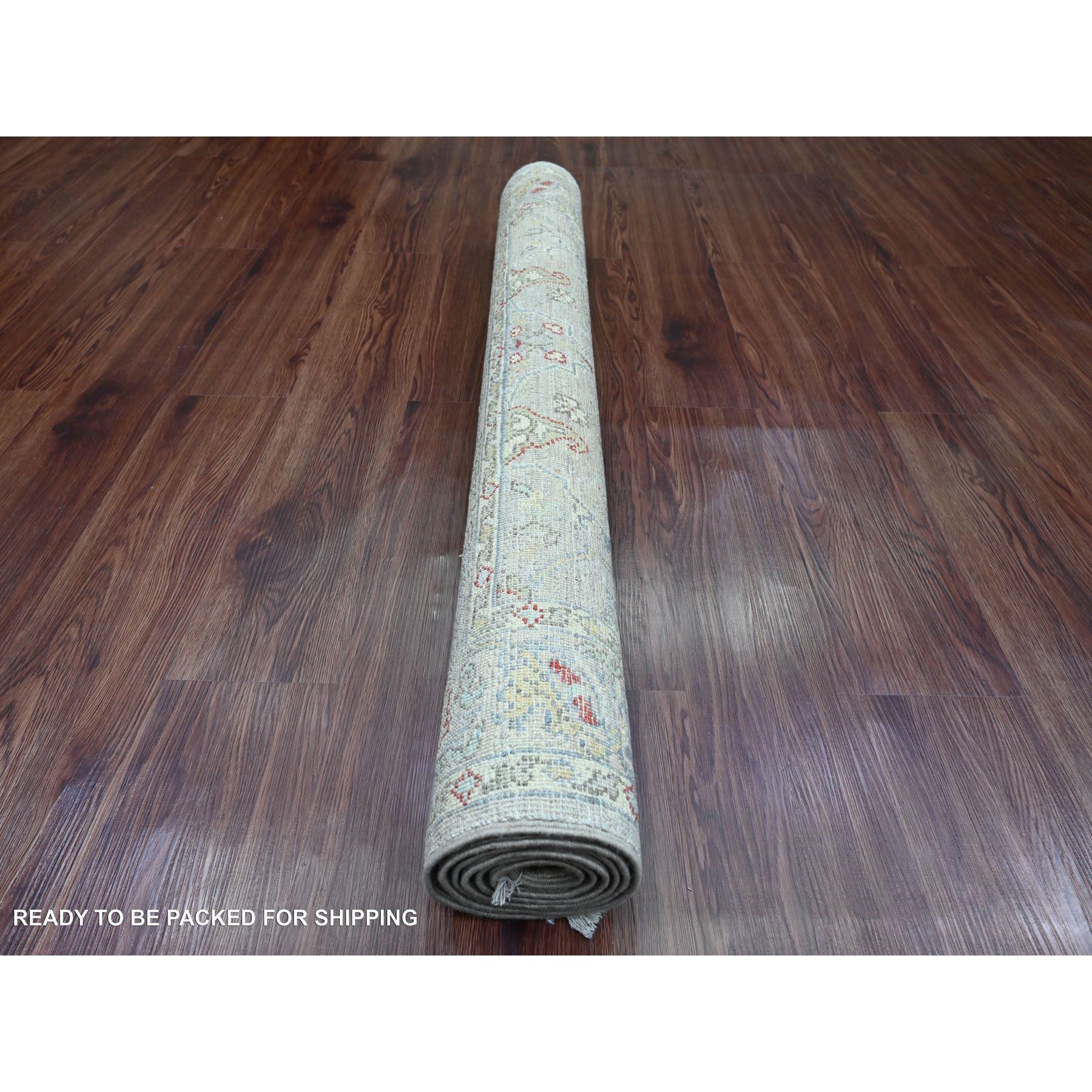 3'10"x5'9" Stone Gray, Hand Knotted, Peshawar with Bijar Garus Design, Aryana Collection, Vegetable Dyes, High Mountain Wool, Densely Woven, Oriental Rug HR89971 - Image 4