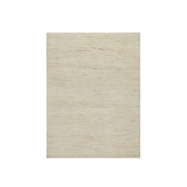 4'9"x6'4" Linen White, Modern, Plain Design, Lori Buft Gabbeh, Thick and Plush, Pure Wool, Hand Knotted, Oriental Rug HR91294
