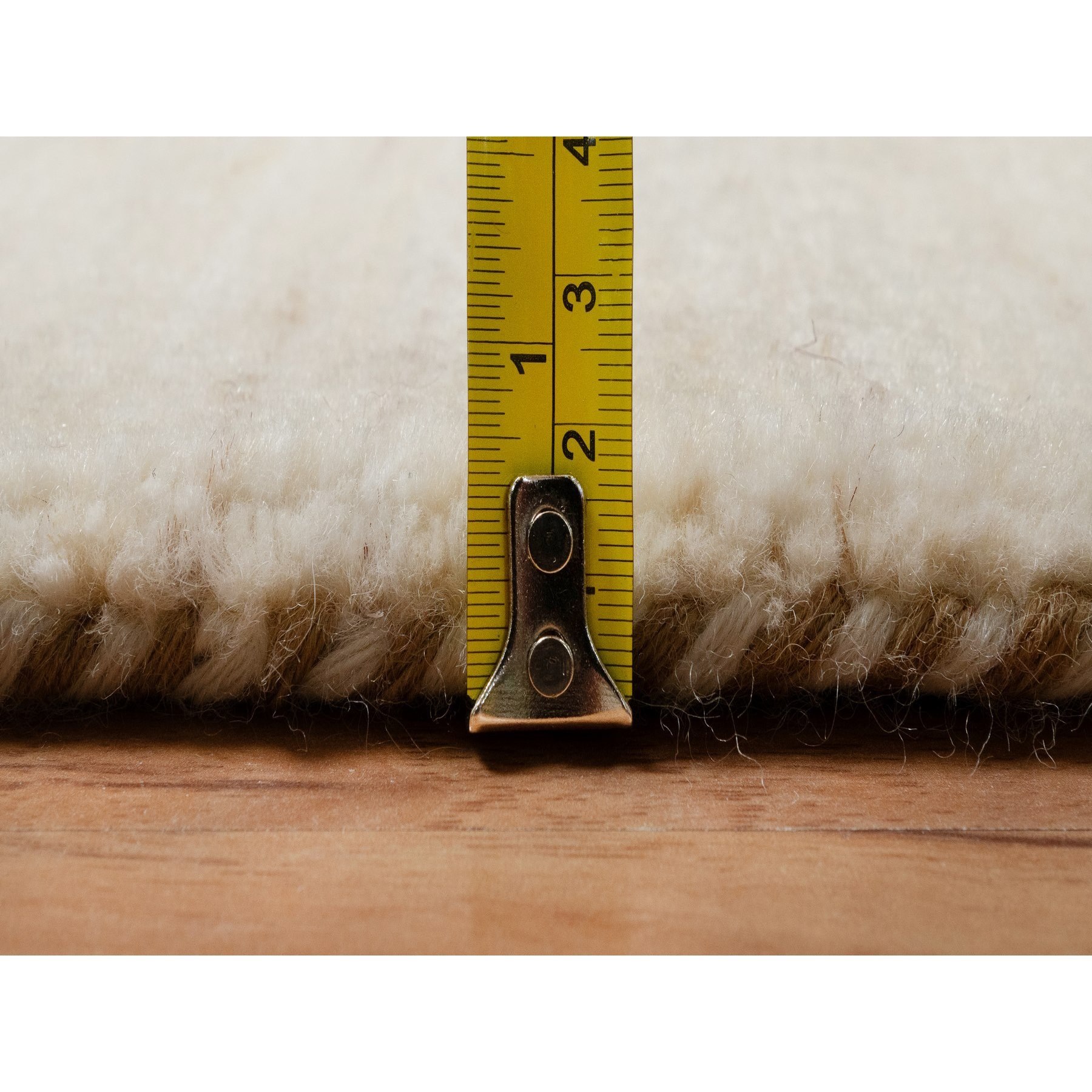 2'x3' Bone White, Thick and Plush, Modern, Plain Design, Lori Buft Gabbeh, Pure Wool, Hand Knotted, Mat, Oriental Rug HR91295 - Image 7