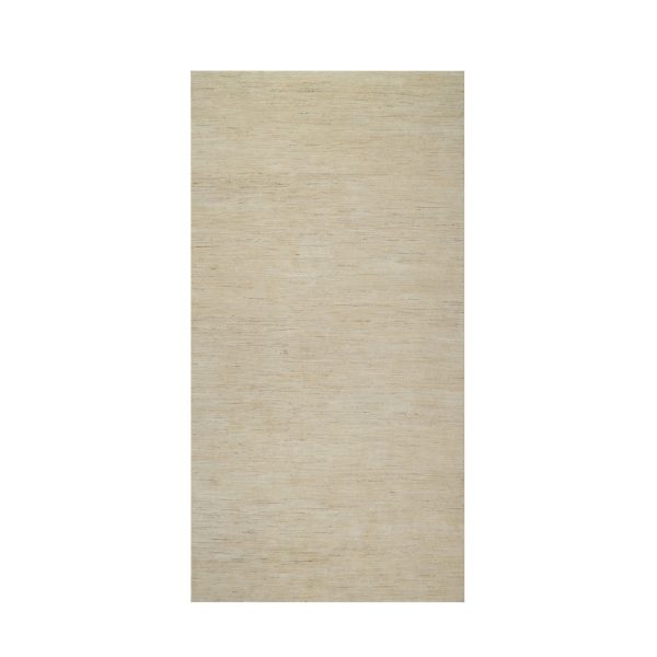 6'x11'10" Swan White, Pure Wool, Modern, Plain Design, Lori Buft Gabbeh, Thick and Plush, Hand Knotted, Gallery Size, Wide Runner, Oriental Rug HR91298