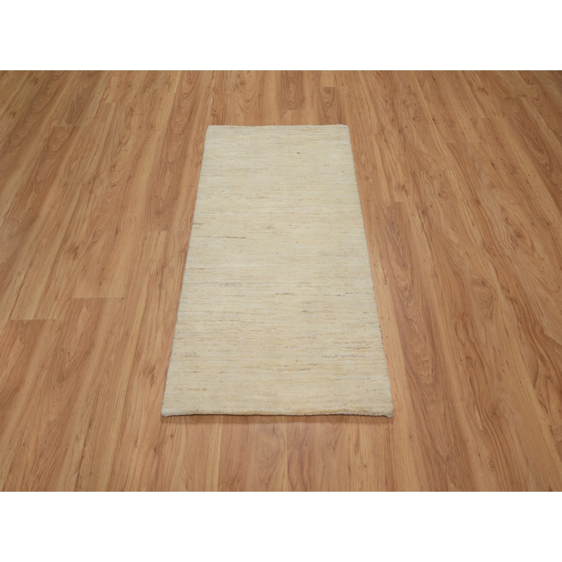 2'4"x11'5" Parchment White, Thick and Plush, Modern, Plain Design, Lori Buft Gabbeh, Pure Wool, Hand Knotted, Runner, Oriental Rug HR91301 - Image 2