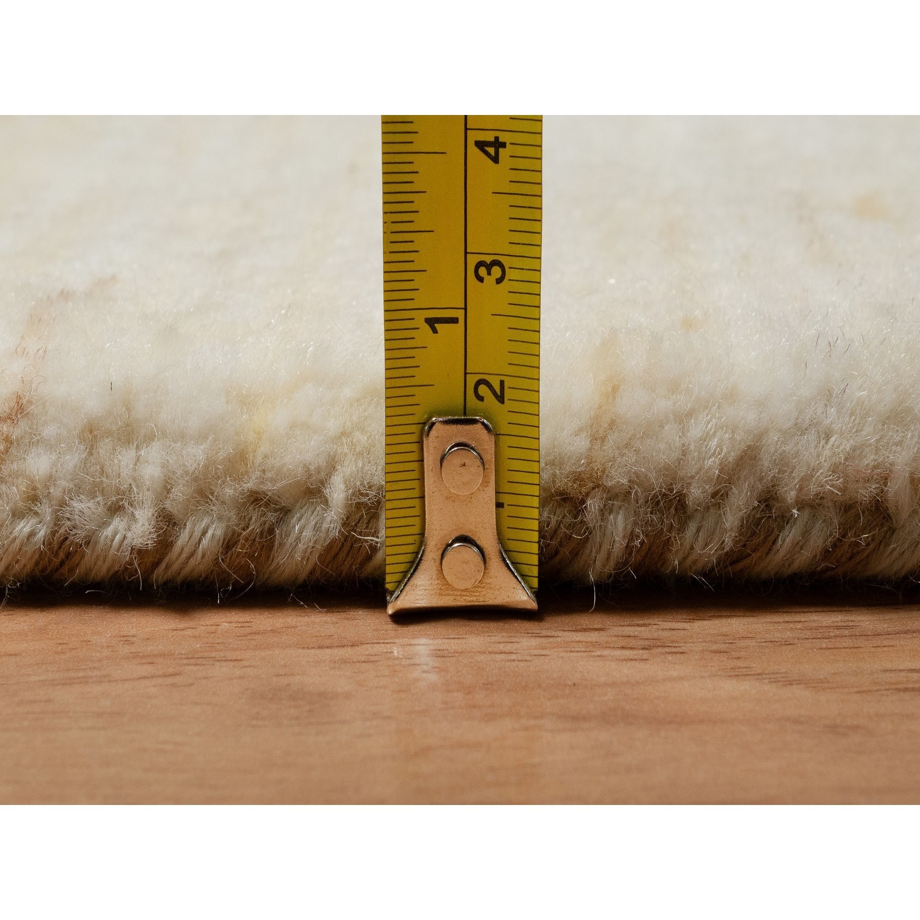 2'4"x11'5" Parchment White, Thick and Plush, Modern, Plain Design, Lori Buft Gabbeh, Pure Wool, Hand Knotted, Runner, Oriental Rug HR91301 - Image 7